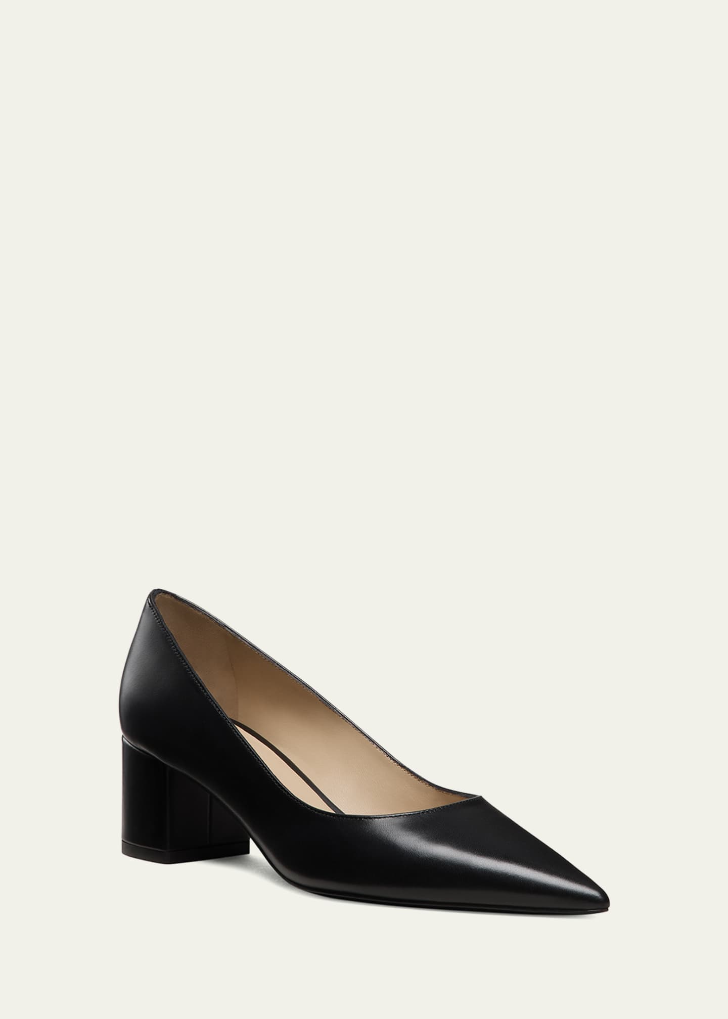 Stuart Weitzman Stuart Leather Block-Heel Pumps Image 2 of 2