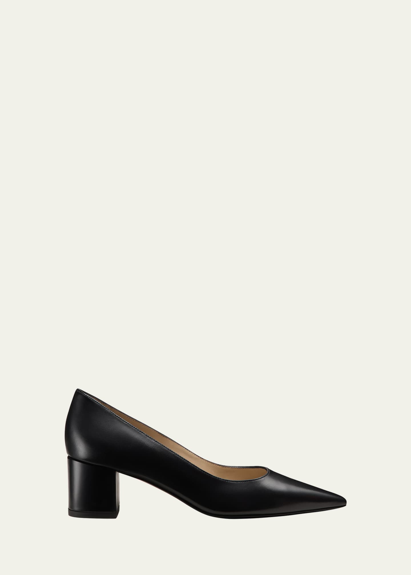 Stuart Weitzman Stuart Leather Block-Heel Pumps Image 1 of 2