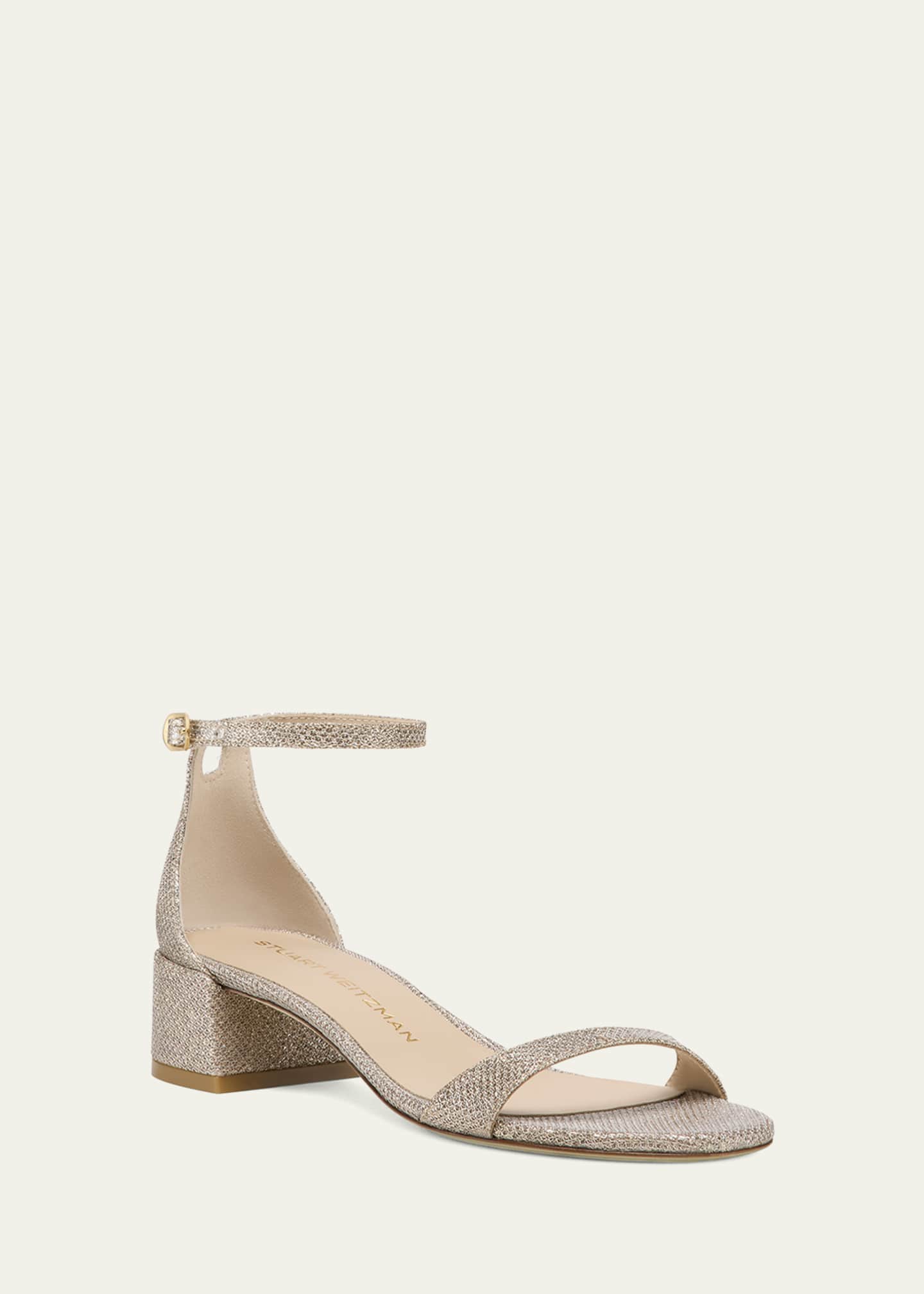 Stuart Weitzman Nudist Metallic Ankle-Strap Sandals Image 2 of 2