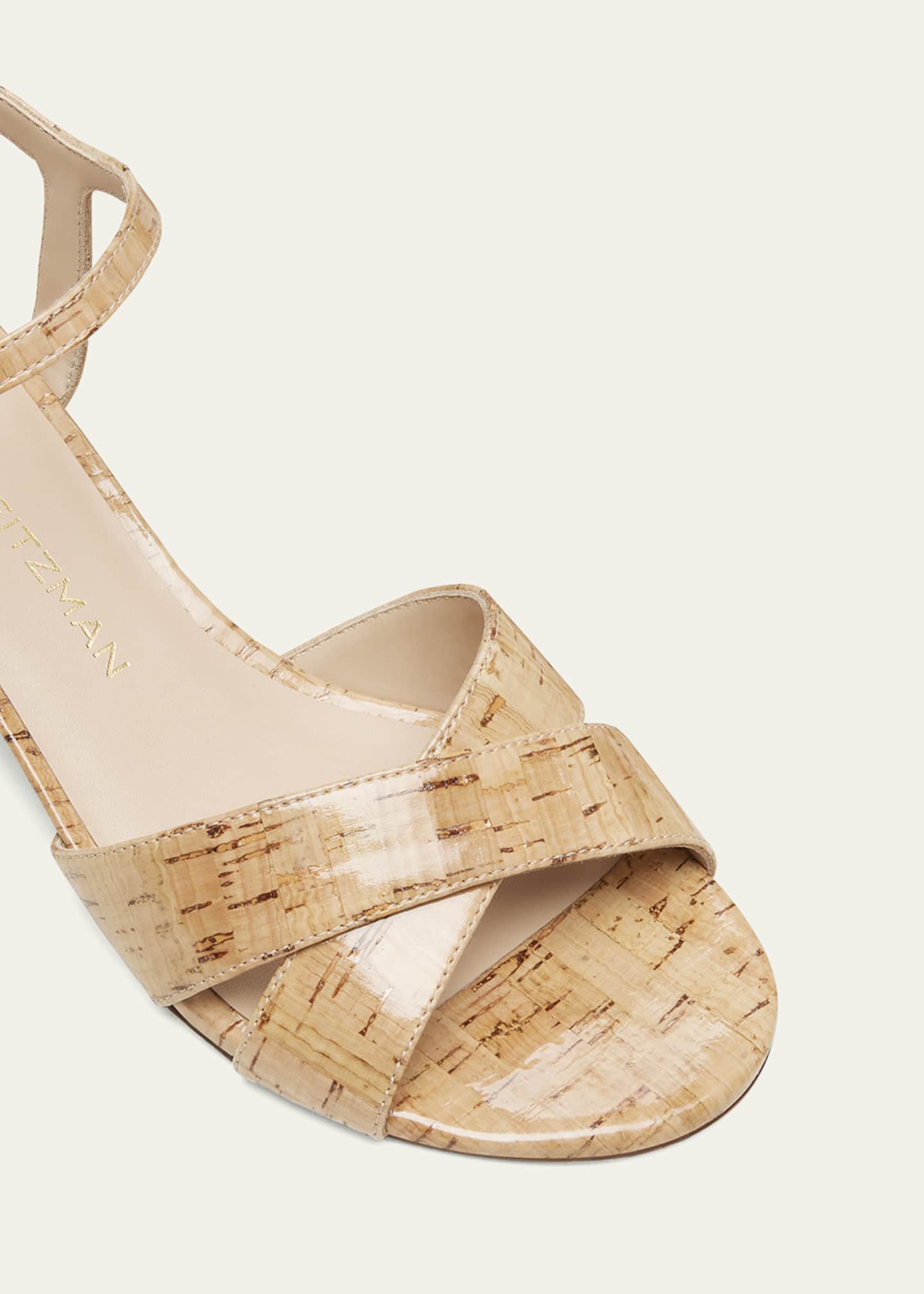 Stuart Weitzman Dayna Cork Crisscross Ankle-Strap Sandals Image 3 of 3