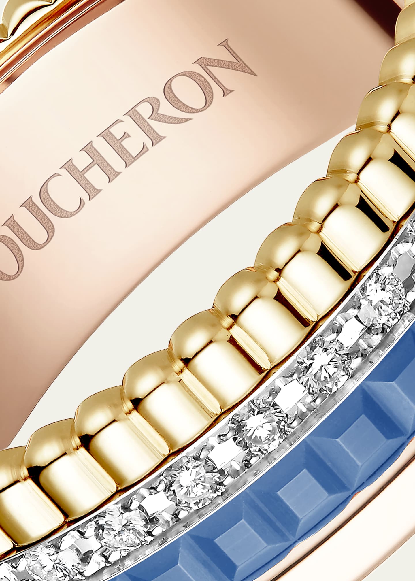 Boucheron 18K White, Rose, and Yellow Gold Quatre Blue Edition Ring with Diamonds Image 3 of 3