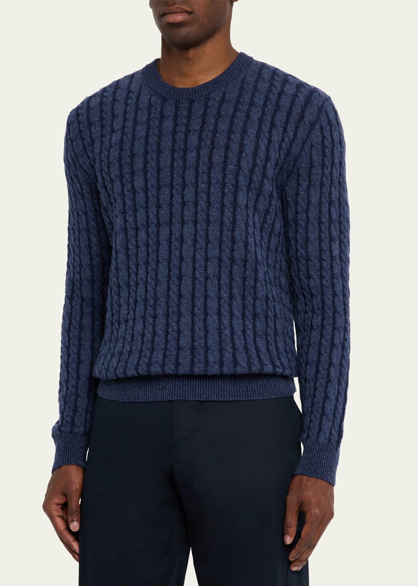 Sease Men's Linen-Cashmere Cable Sweater Image 4 of 5