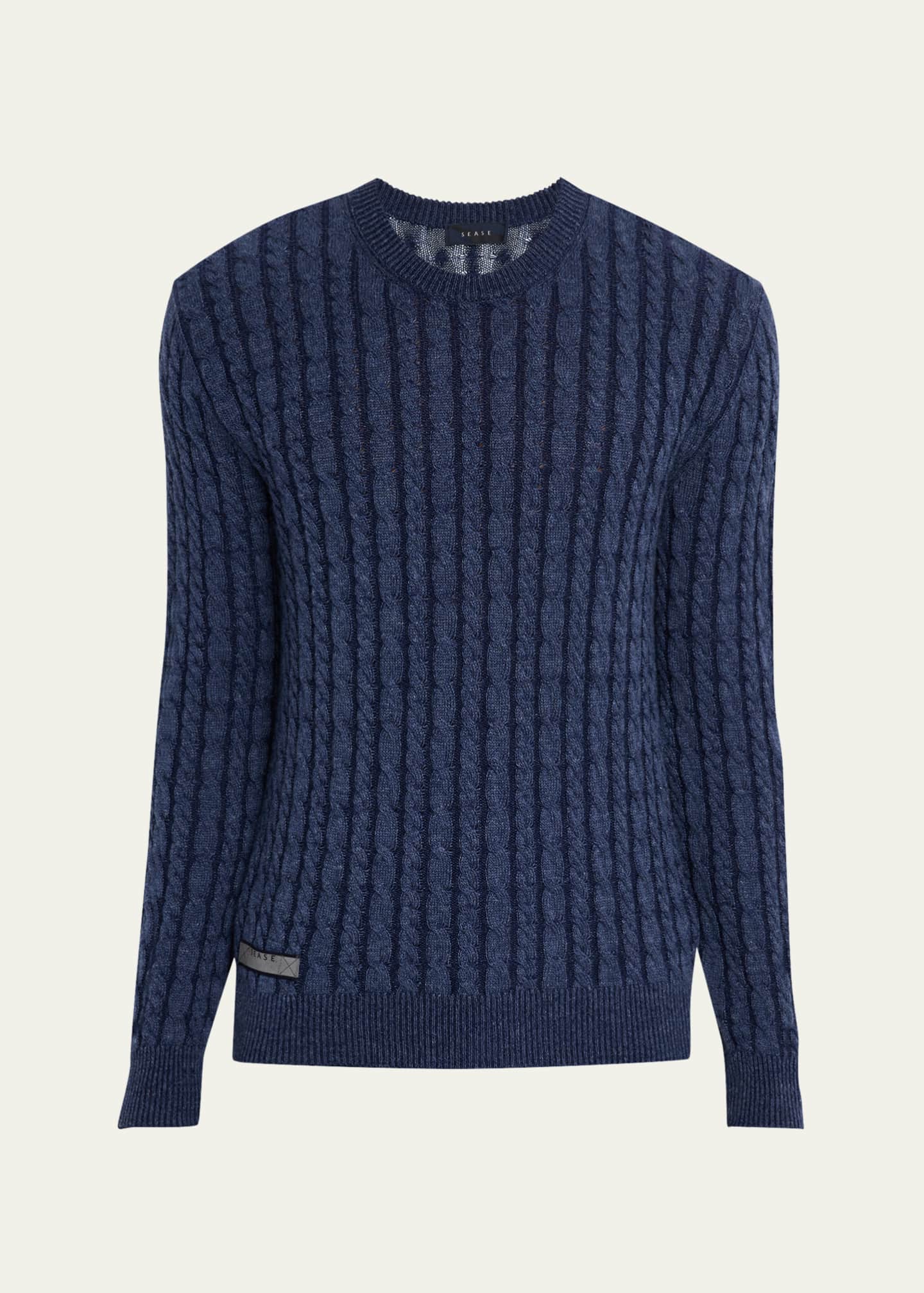 Sease Men's Linen-Cashmere Cable Sweater Image 1 of 5