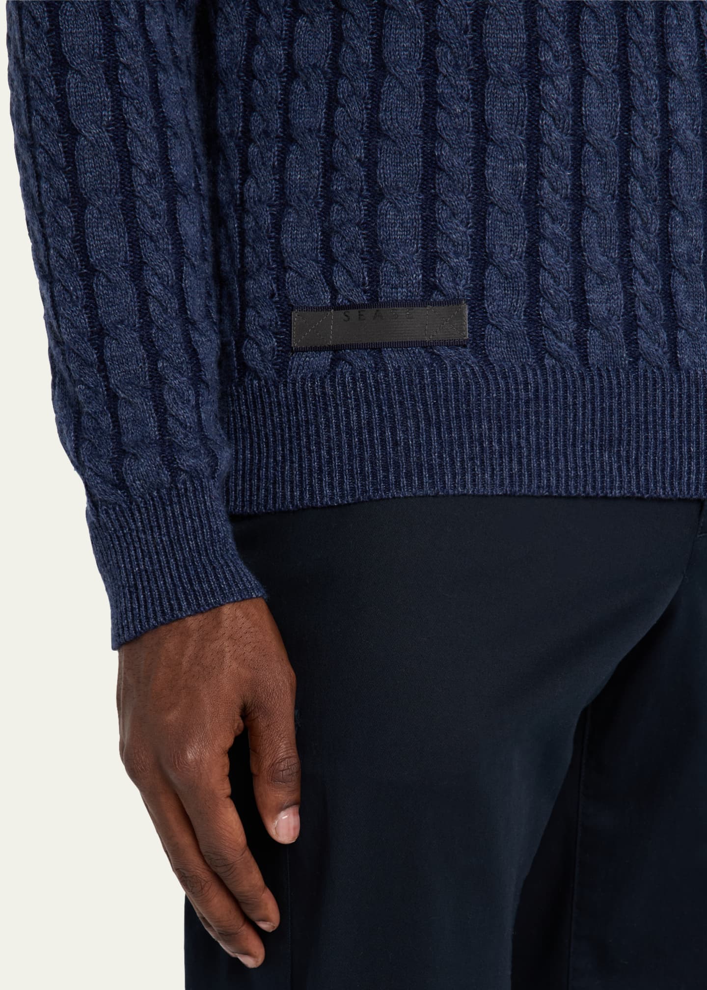 Sease Men's Linen-Cashmere Cable Sweater Image 5 of 5