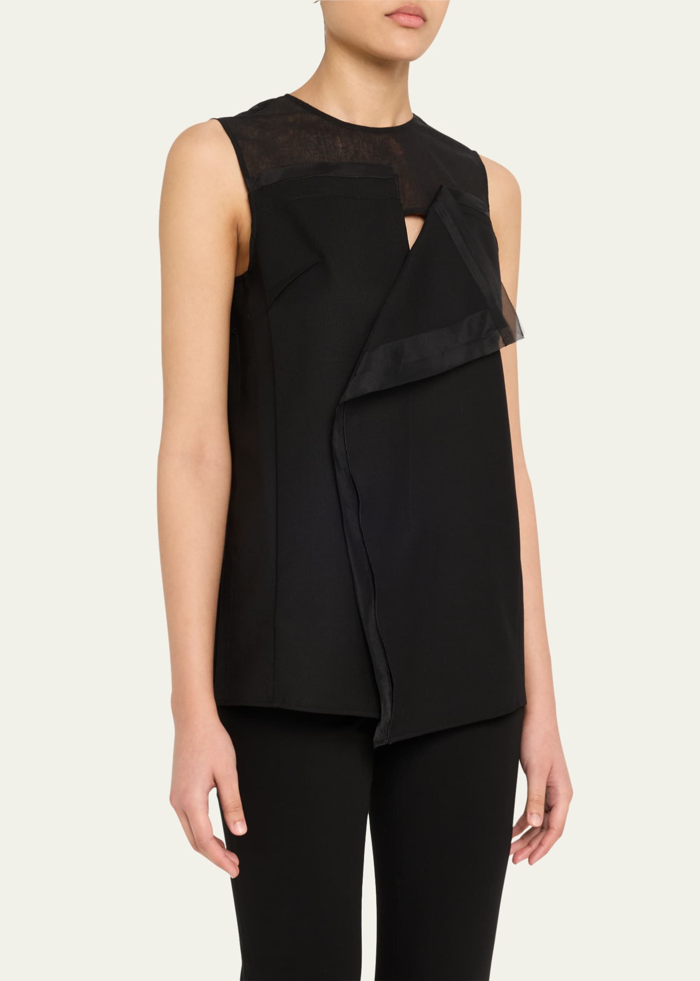 Jason Wu Collection Asymmetrical Draped Slub Suiting Top Image 4 of 5