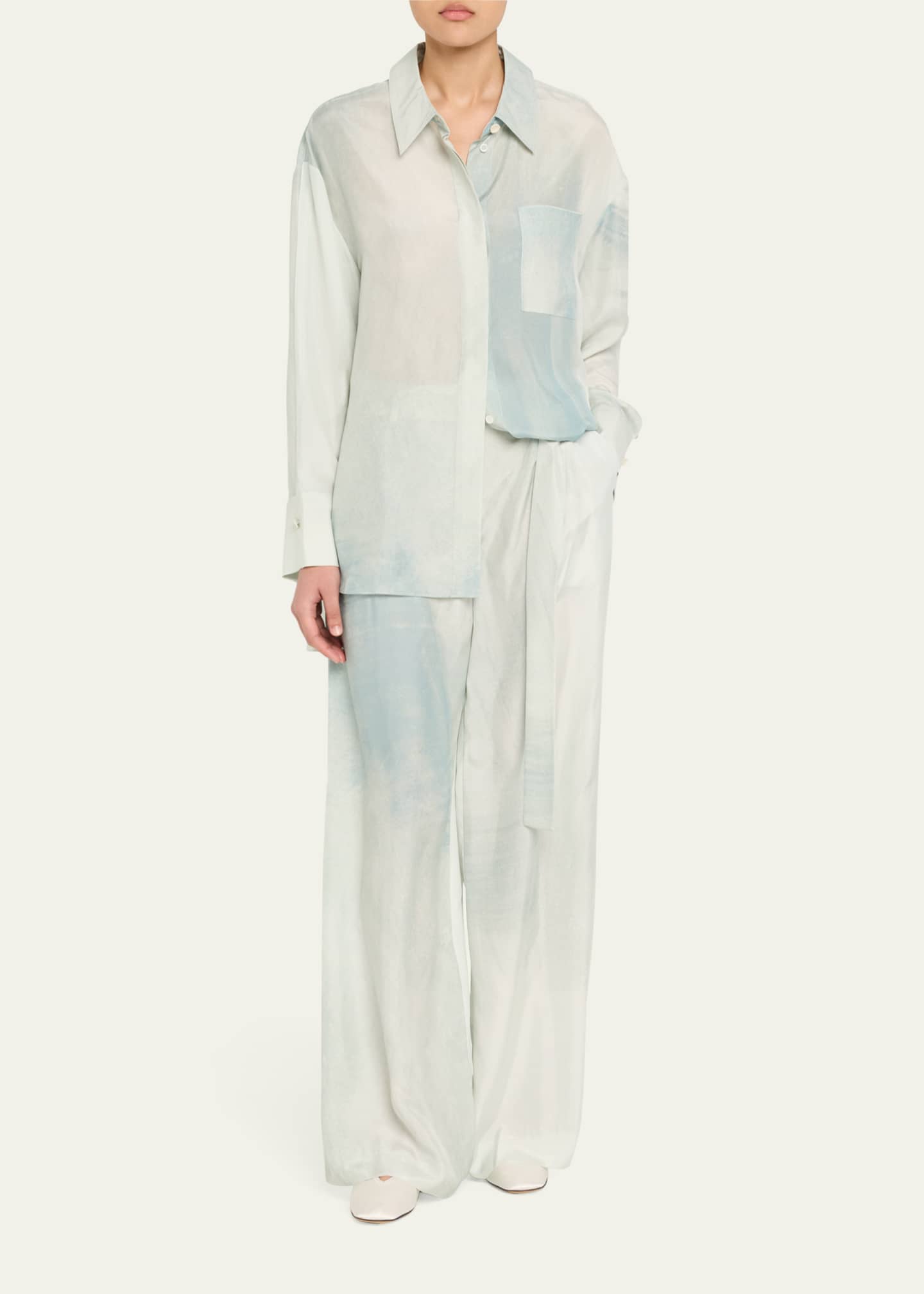 Jason Wu Collection Oversized Button-Up Silk Habotai Shirt Image 2 of 5