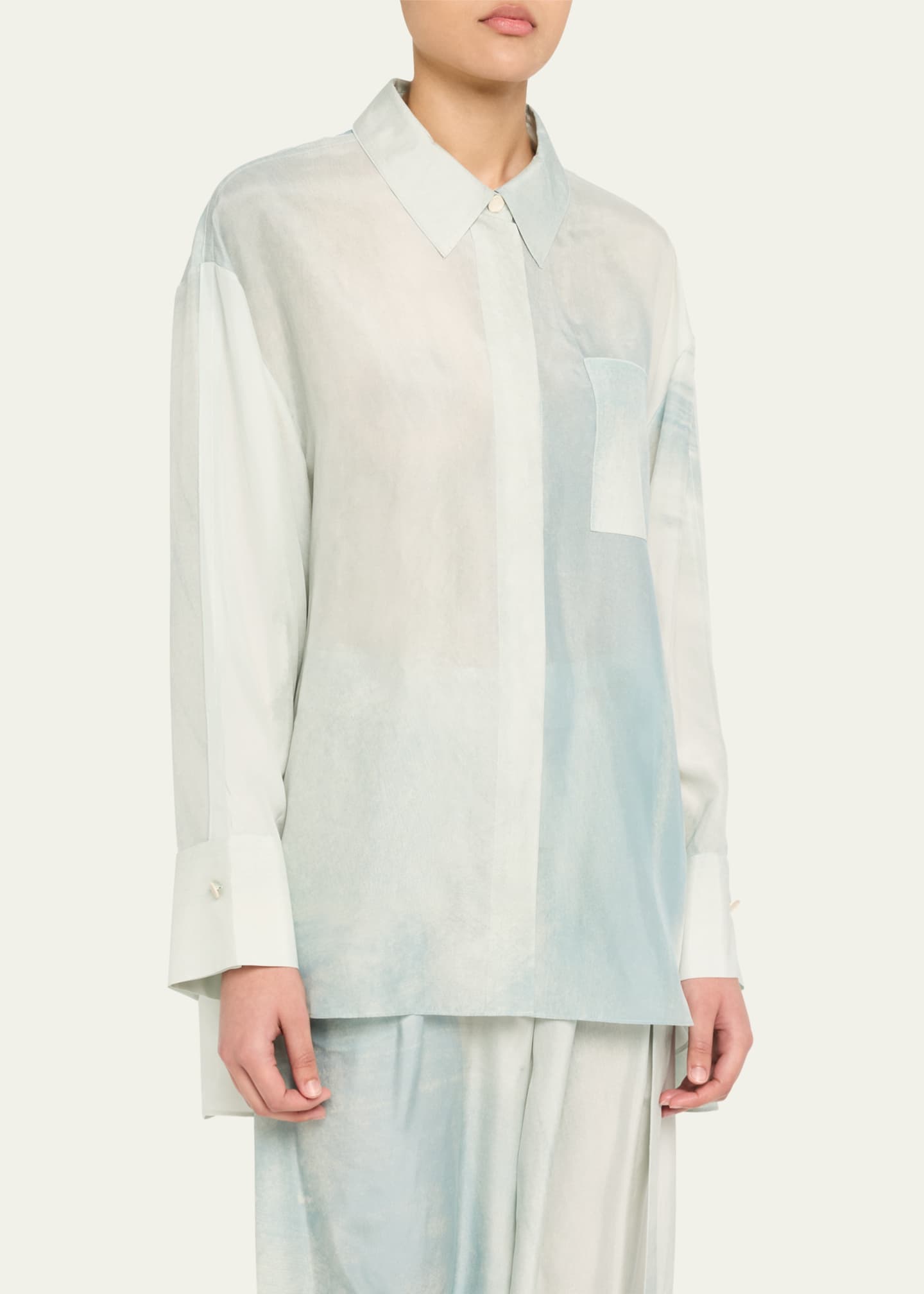 Jason Wu Collection Oversized Button-Up Silk Habotai Shirt Image 4 of 5