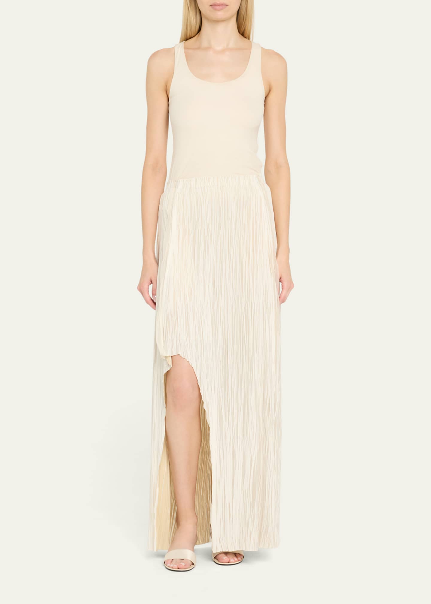 Jason Wu Collection Bicolor Asymmetric Slit Pleated Maxi Skirt Image 2 of 5