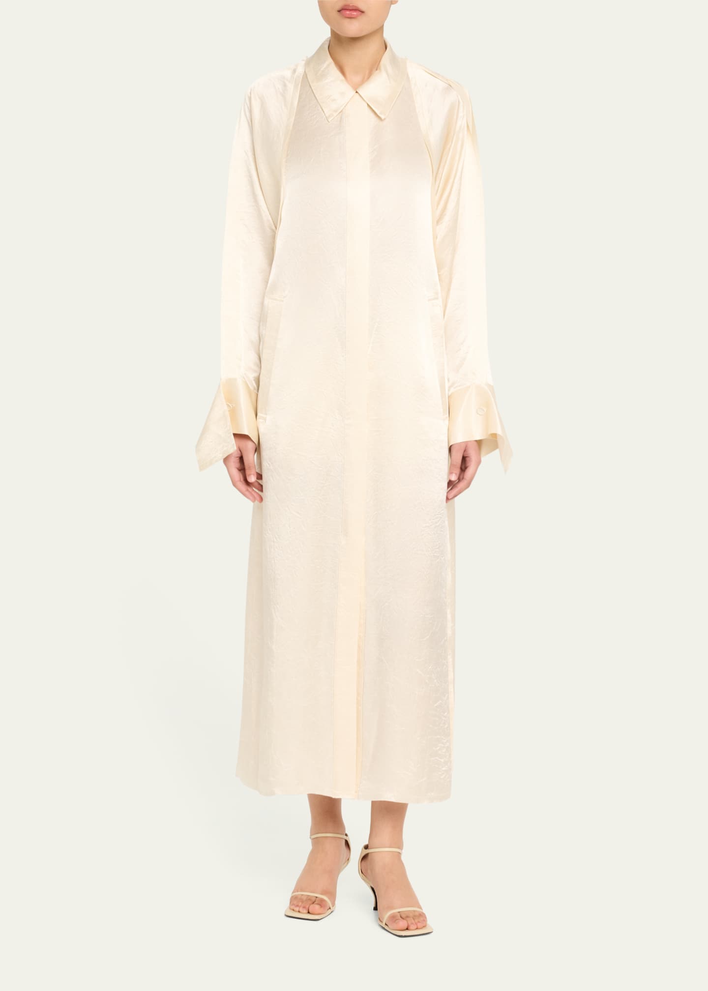 Jason Wu Collection Raglan Sleeve Crinkled Satin Trench Coat Image 2 of 5