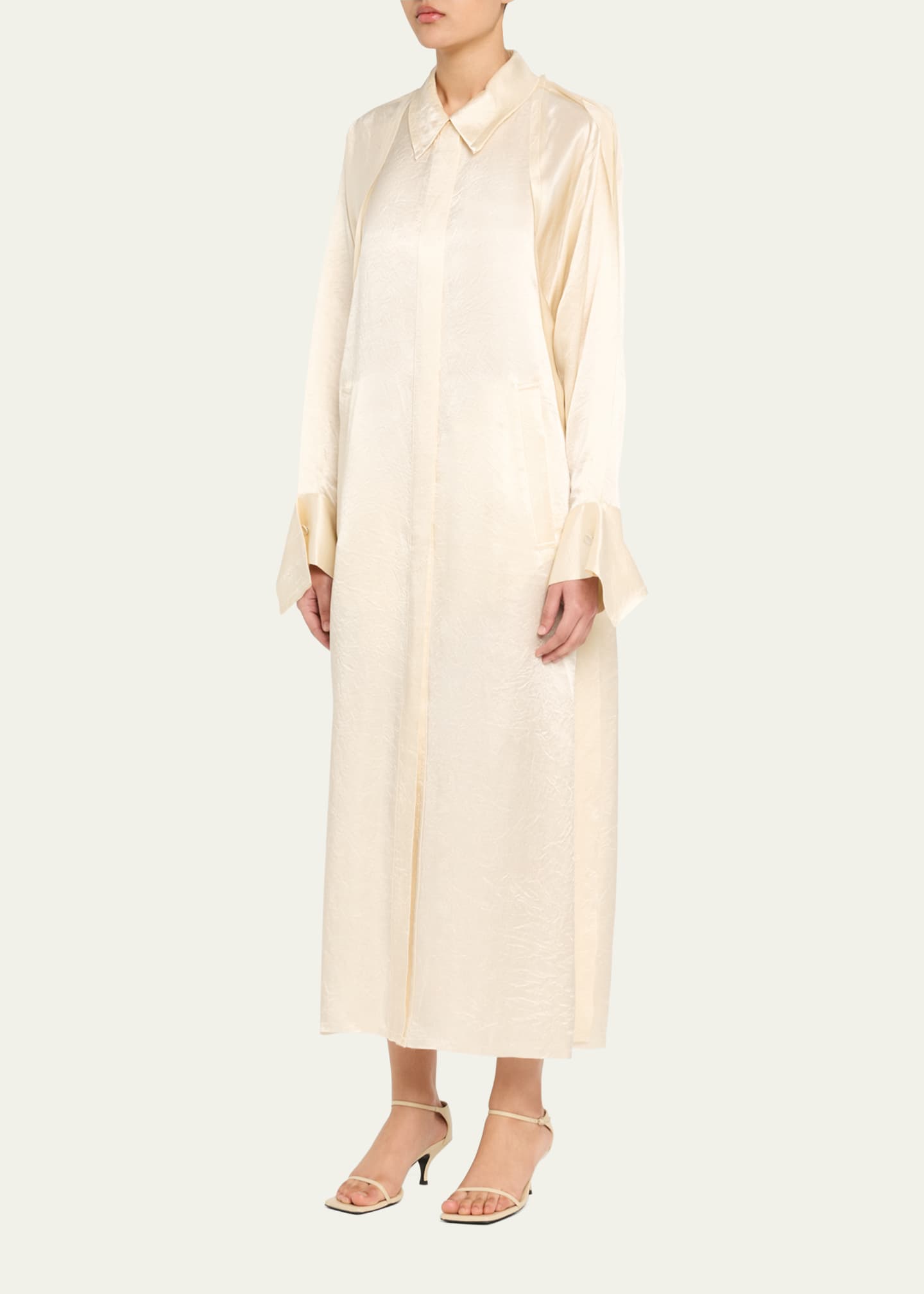 Jason Wu Collection Raglan Sleeve Crinkled Satin Trench Coat Image 4 of 5