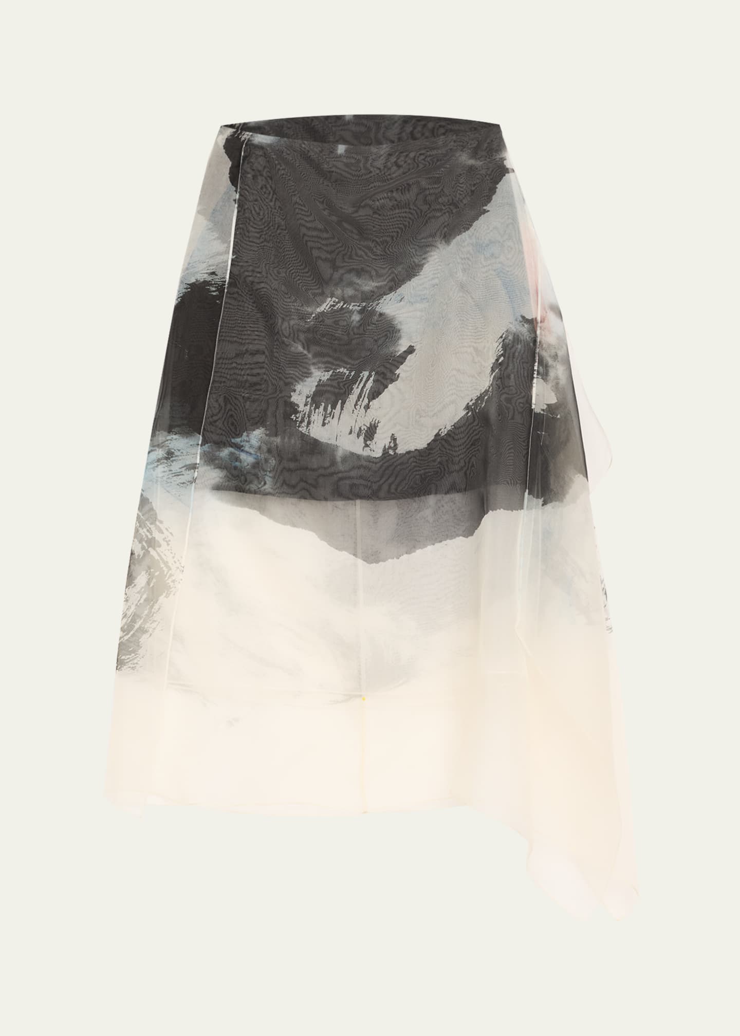 Jason Wu Collection Asymmetric Silk Organza Midi Skirt With Artwork By Tong Image 1 of 5