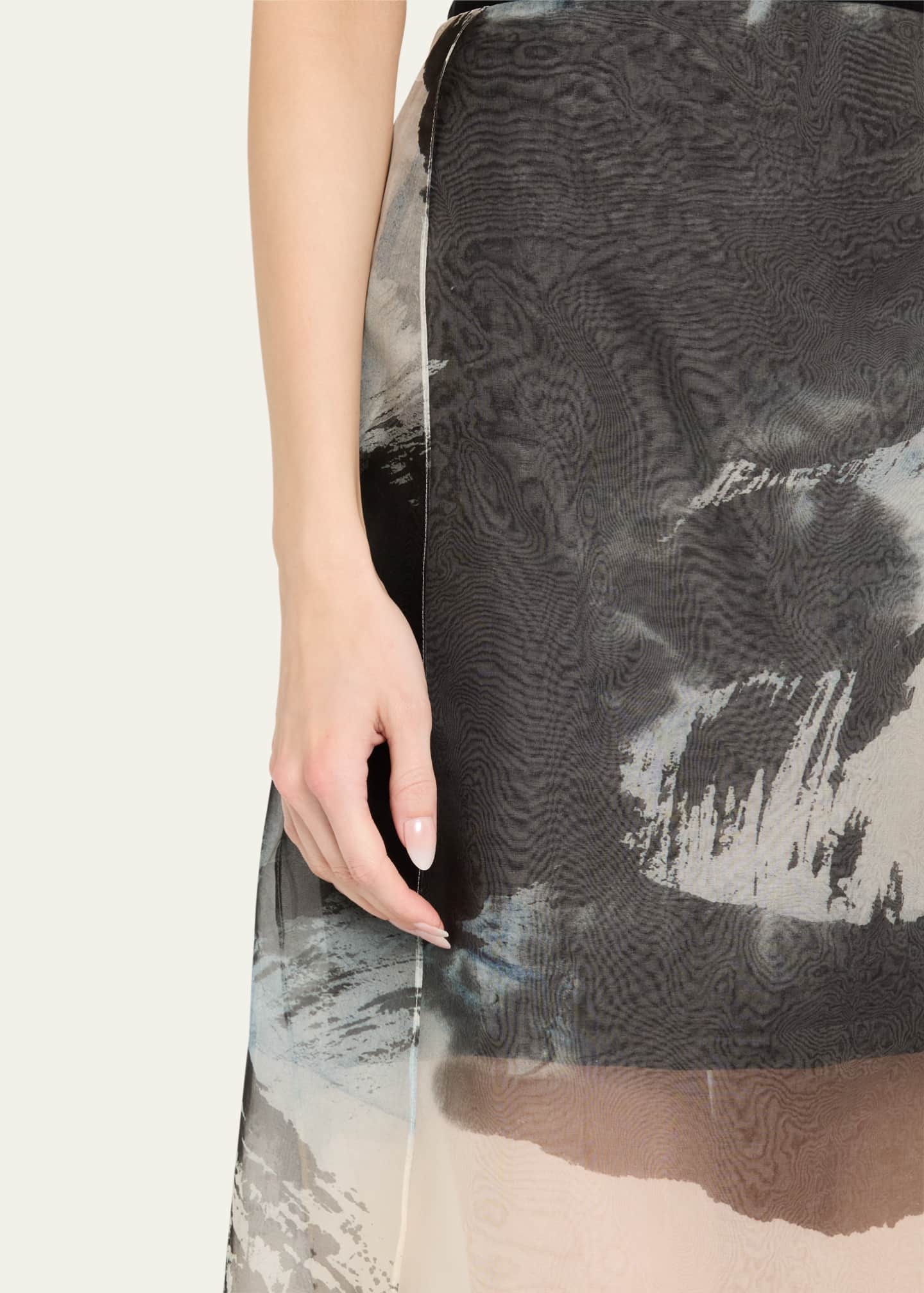 Jason Wu Collection Asymmetric Silk Organza Midi Skirt With Artwork By Tong Image 5 of 5
