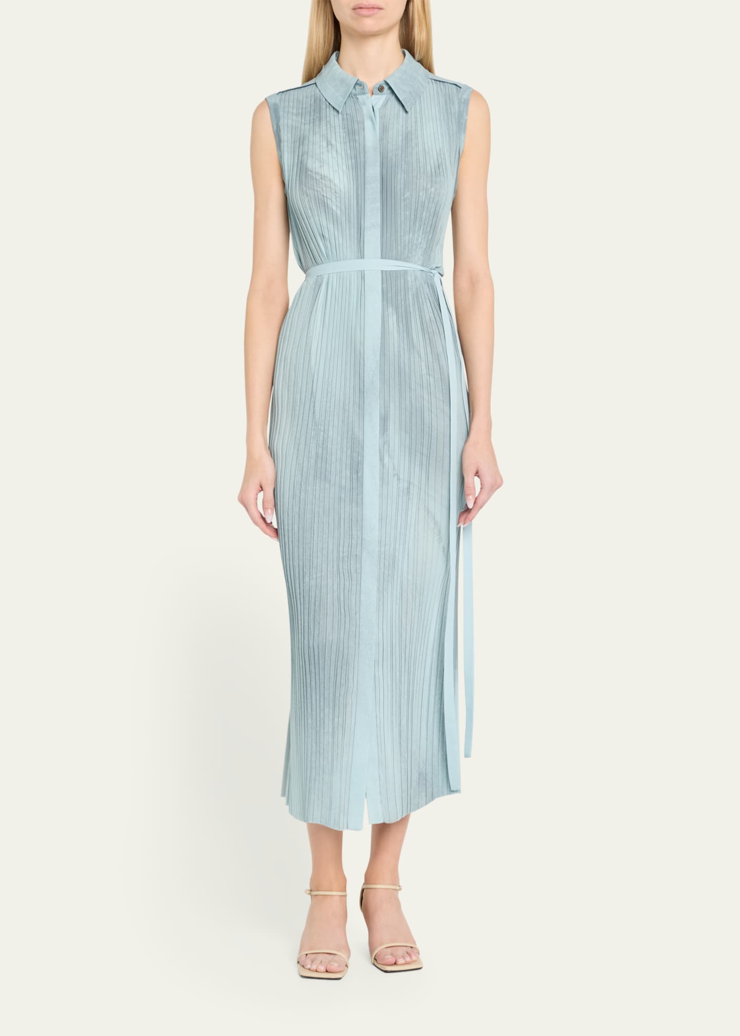 Jason Wu Collection Pleated Georgette Sleeveless Shirtdress Image 2 of 5
