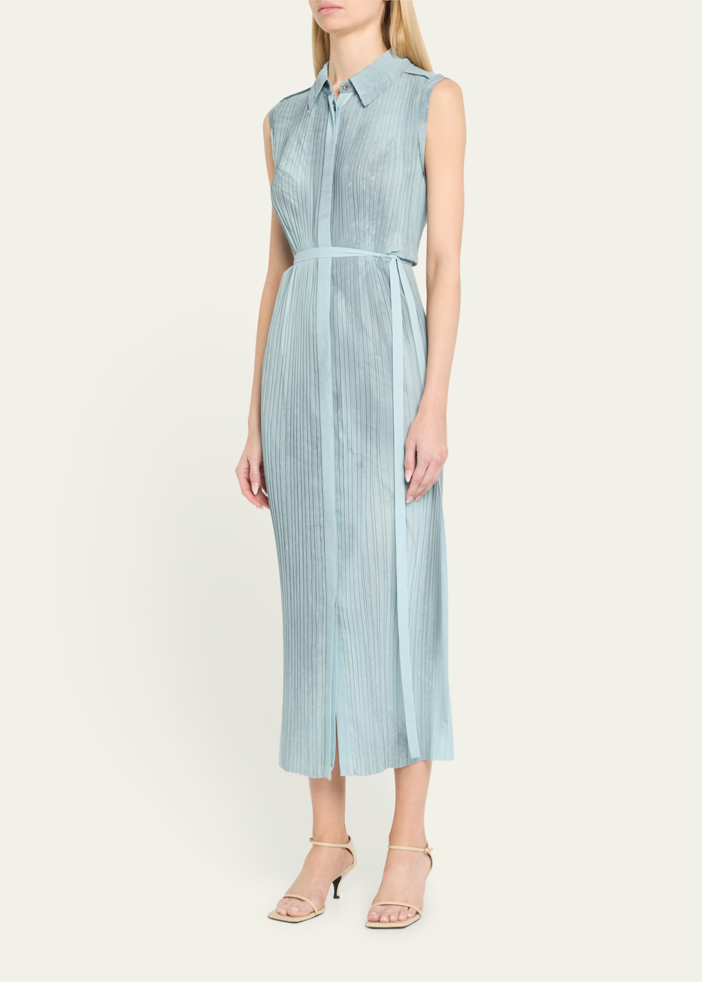 Jason Wu Collection Pleated Georgette Sleeveless Shirtdress Image 4 of 5