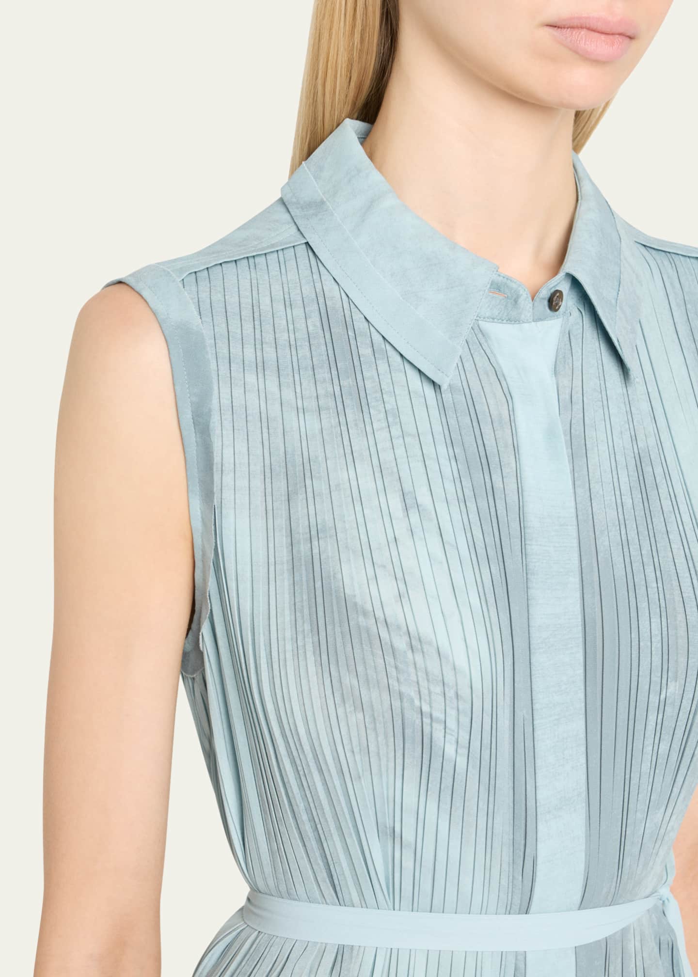 Jason Wu Collection Pleated Georgette Sleeveless Shirtdress Image 5 of 5