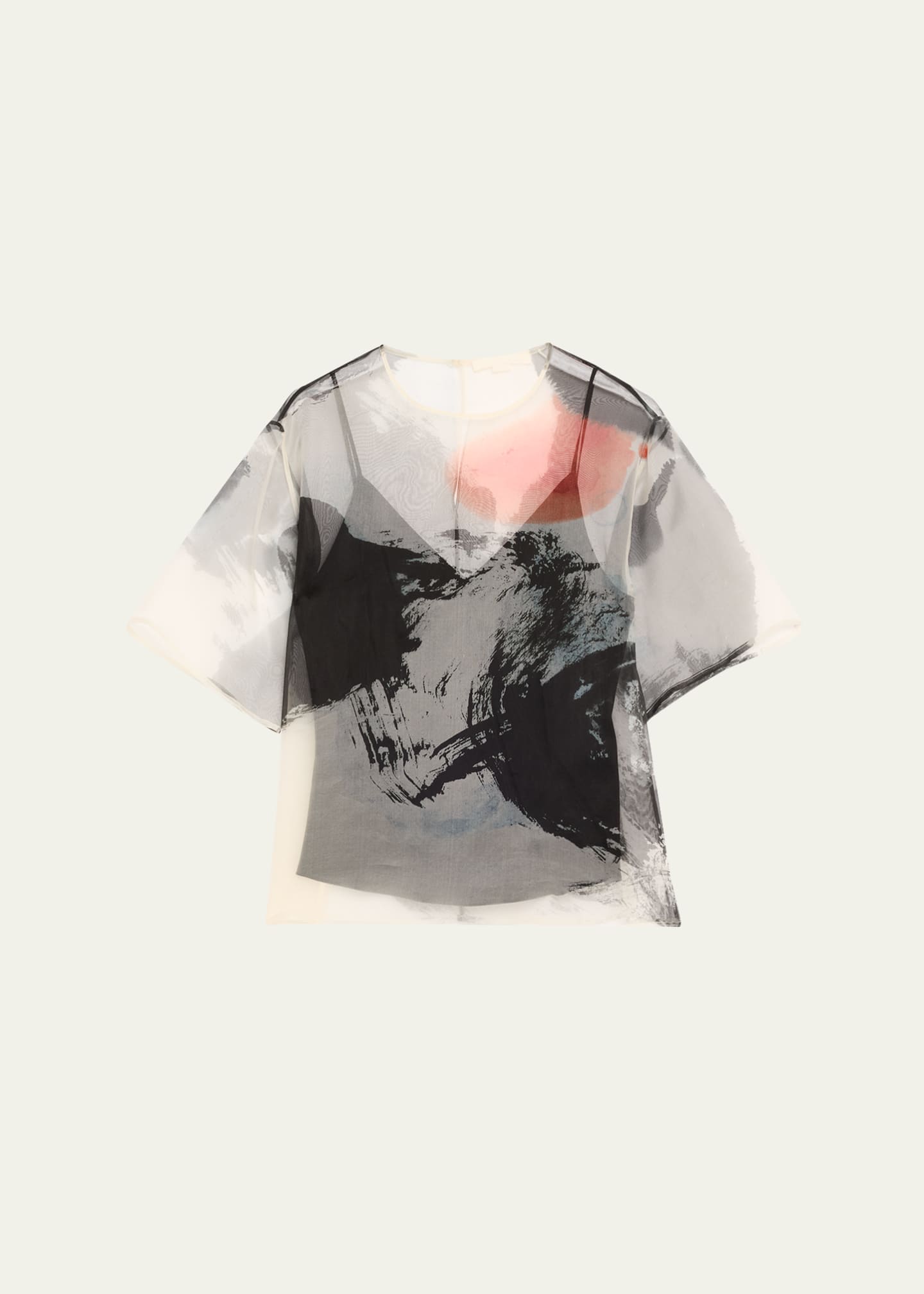Jason Wu Collection Silk Organza Oversized T-Shirt With Artwork By Tong Image 1 of 5