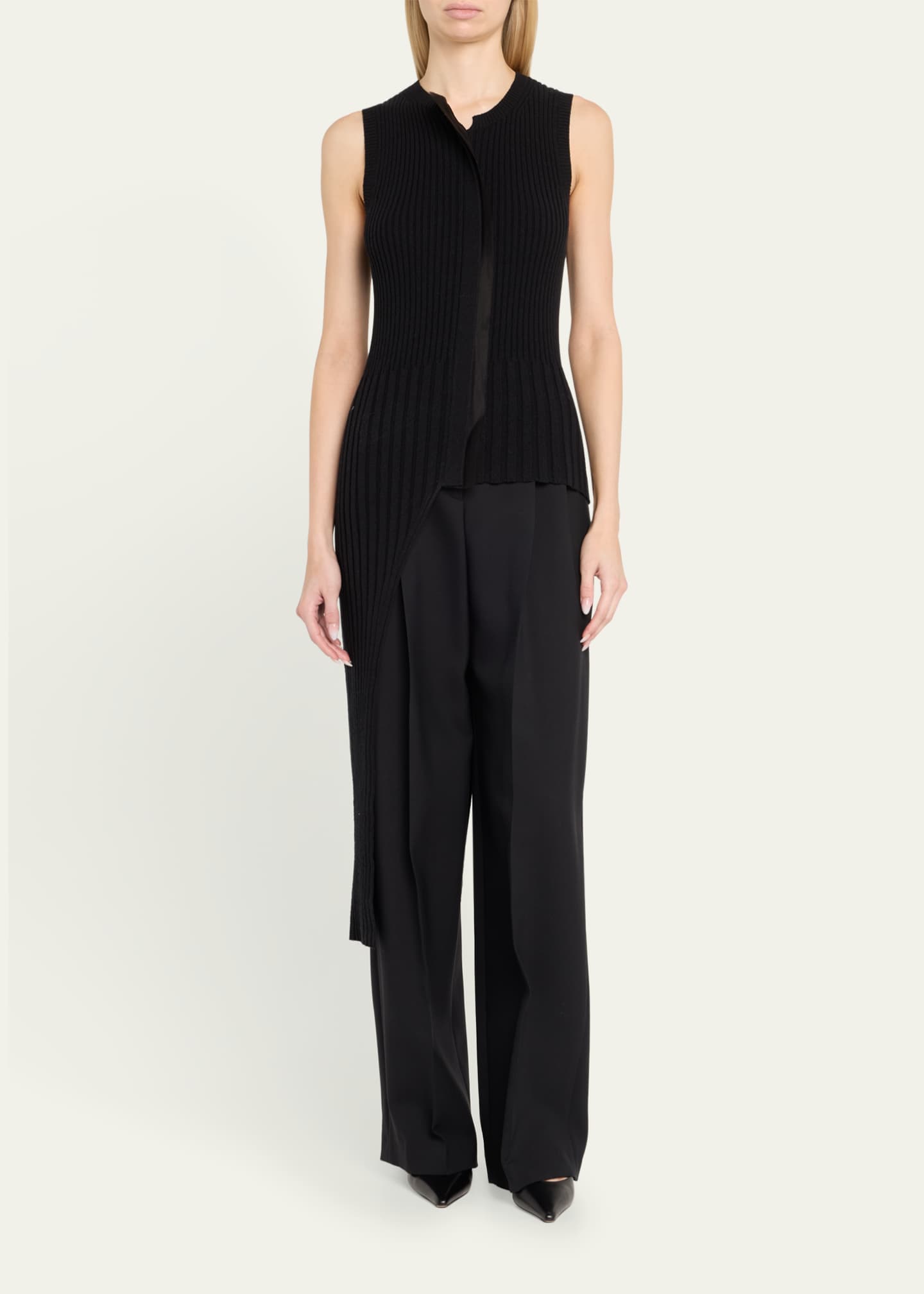 Jason Wu Collection Asymmetrical Rib-Knit Sweater Vest Image 2 of 5