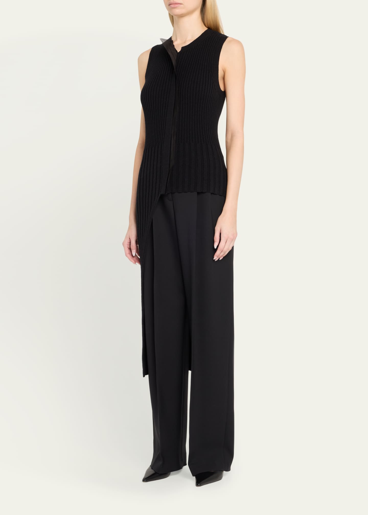 Jason Wu Collection Asymmetrical Rib-Knit Sweater Vest Image 4 of 5