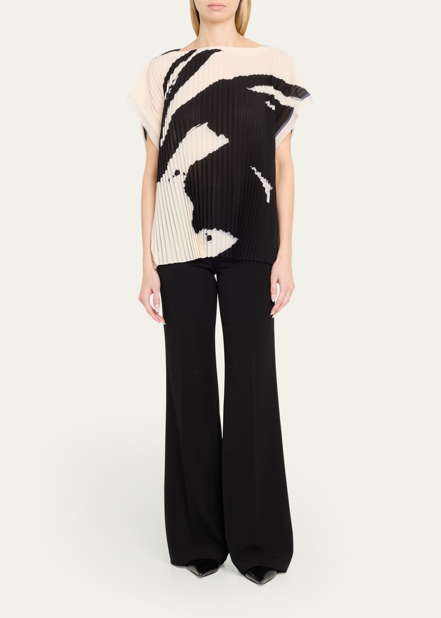 Jason Wu Collection Boatneck Pleated Square Top With Artwork By Tong Image 2 of 5