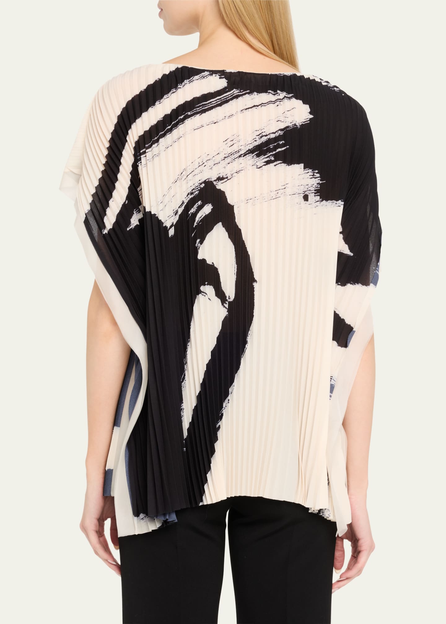 Jason Wu Collection Boatneck Pleated Square Top With Artwork By Tong Image 3 of 5