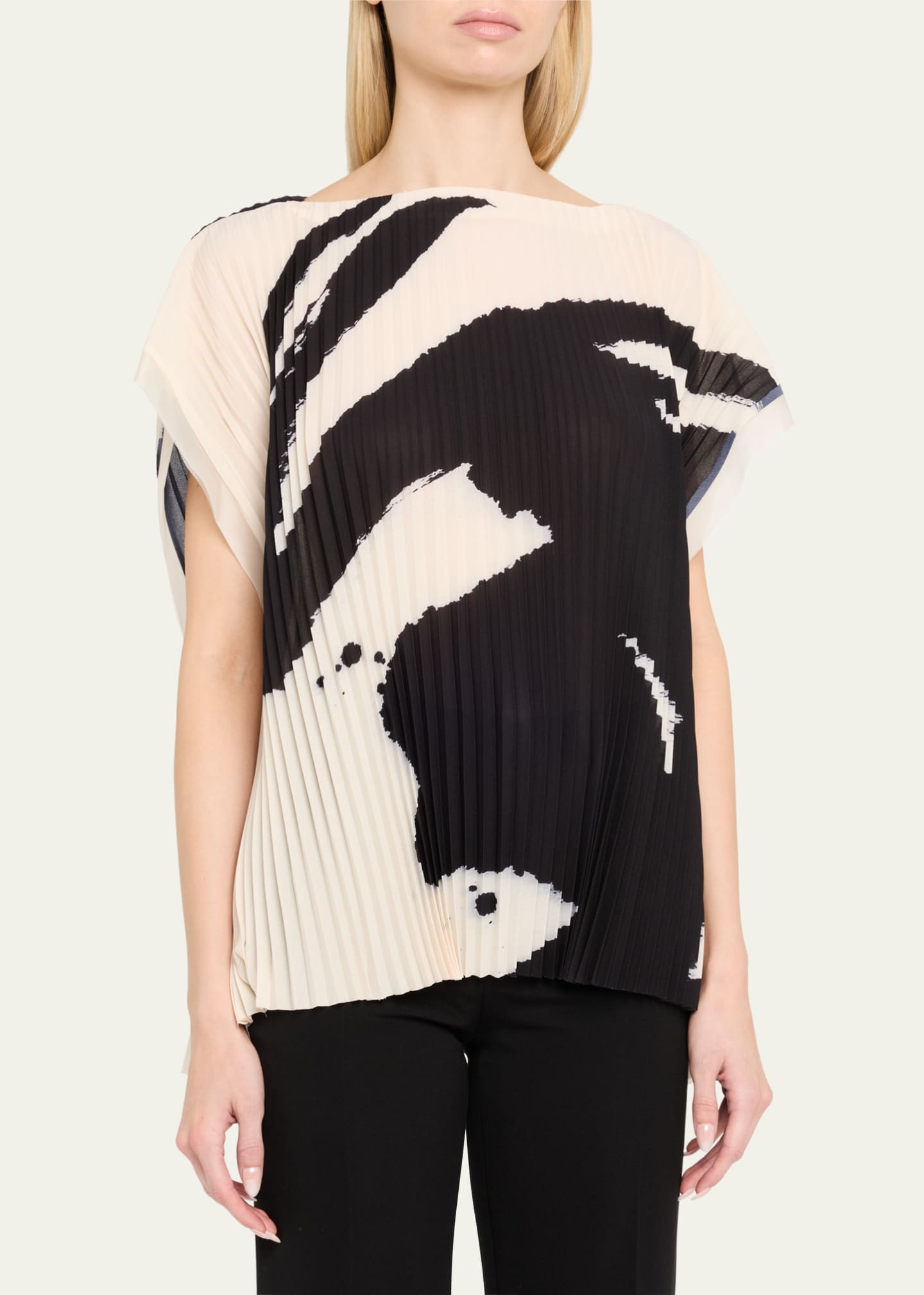 Jason Wu Collection Boatneck Pleated Square Top With Artwork By Tong Image 4 of 5