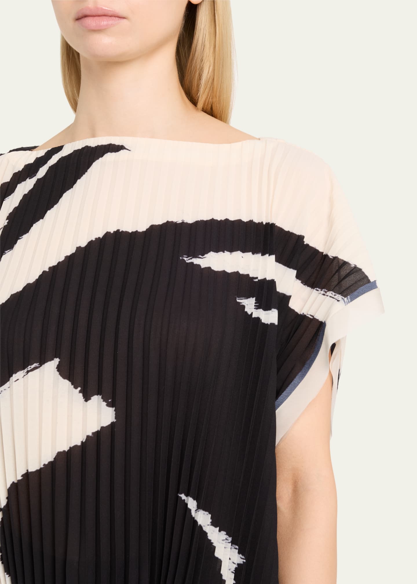 Jason Wu Collection Boatneck Pleated Square Top With Artwork By Tong Image 5 of 5