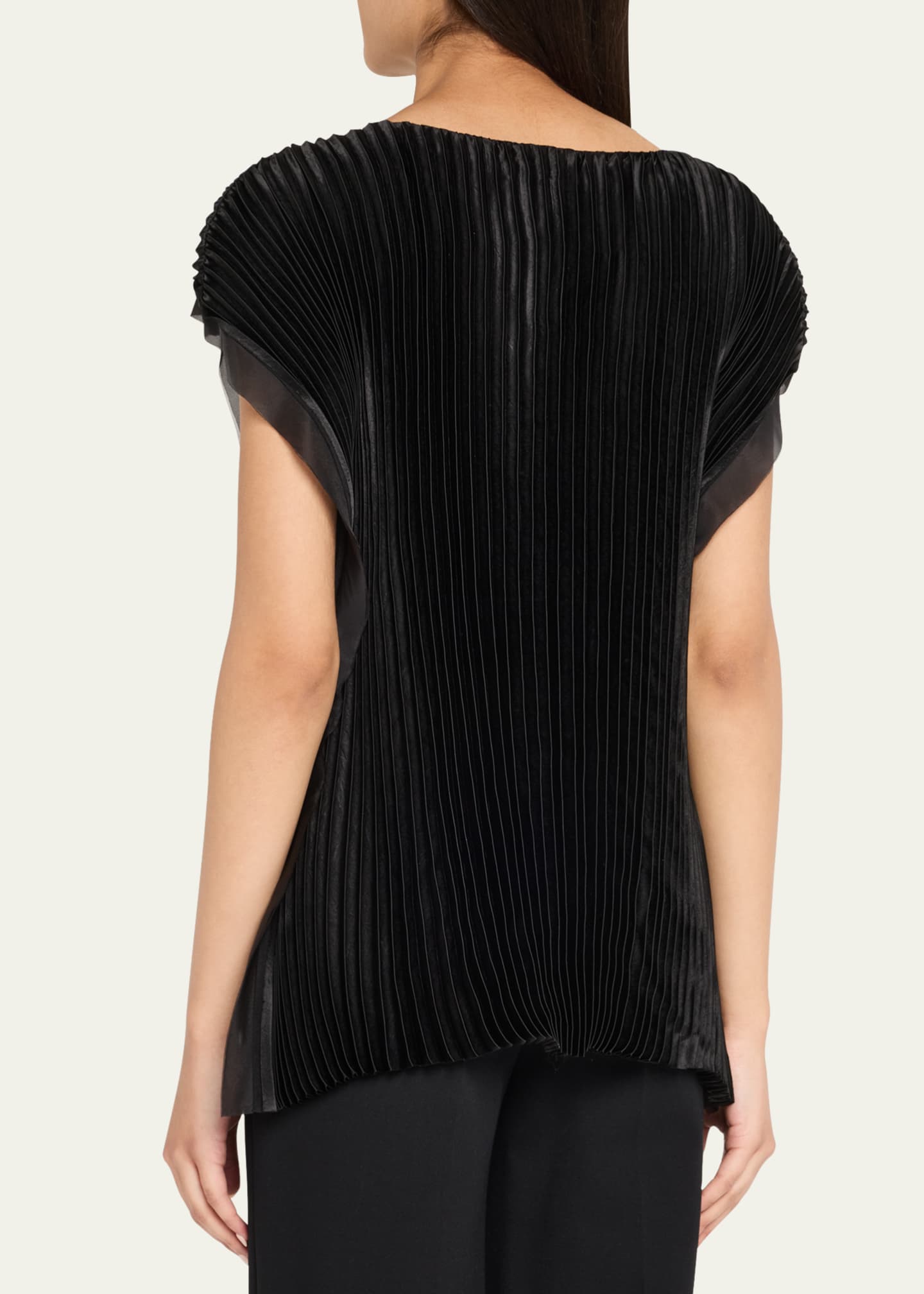 Jason Wu Collection Boatneck Crinkled Satin Pleated Top Image 3 of 5