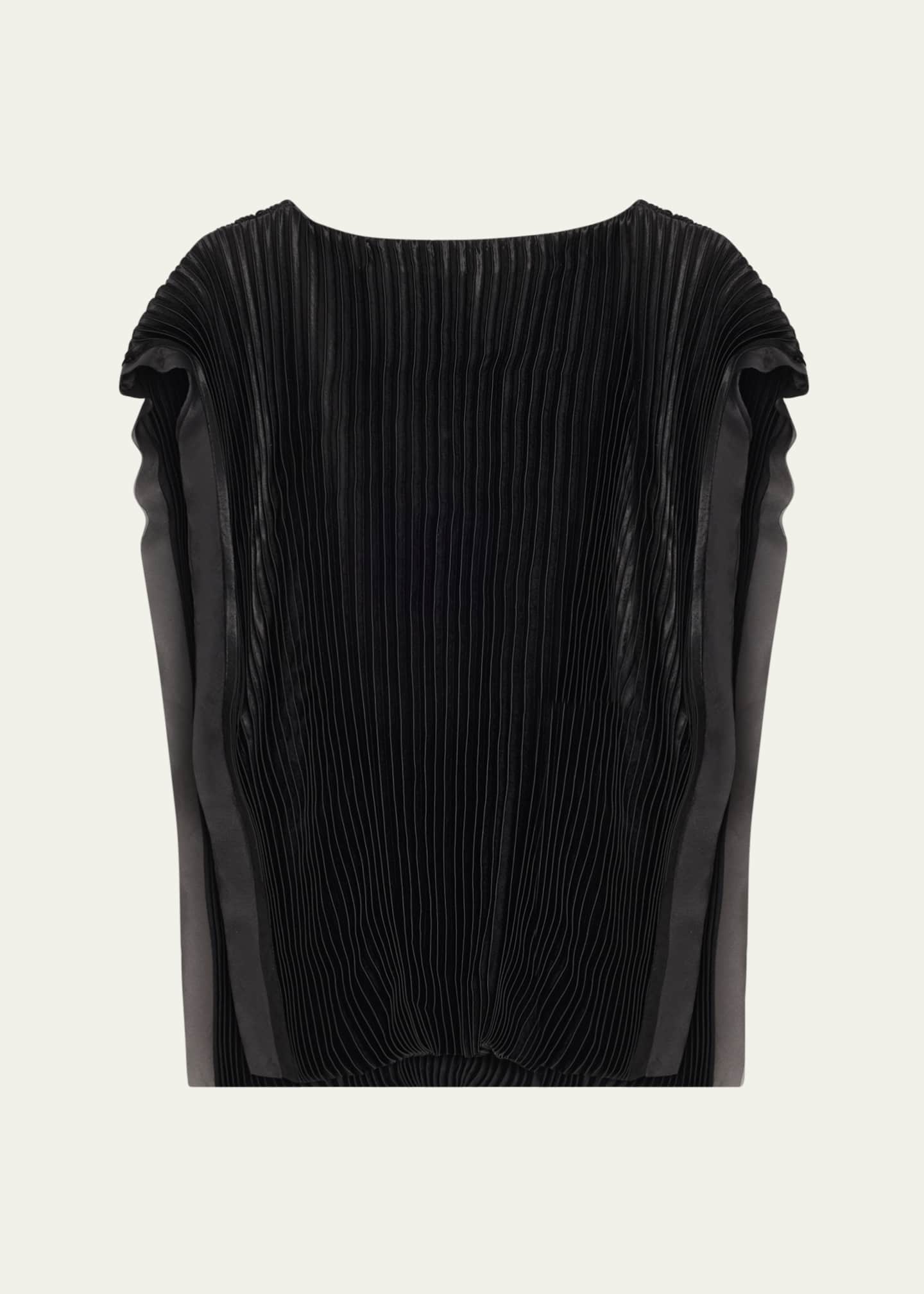 Jason Wu Collection Boatneck Crinkled Satin Pleated Top Image 1 of 5