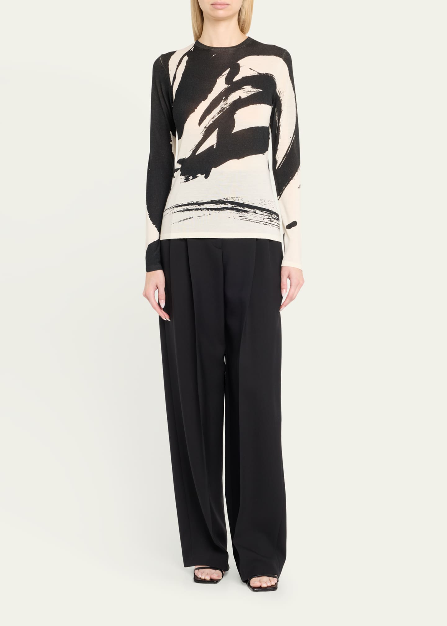 Jason Wu Collection Abstract Long Sleeve Merino Wool Sweater Image 2 of 5