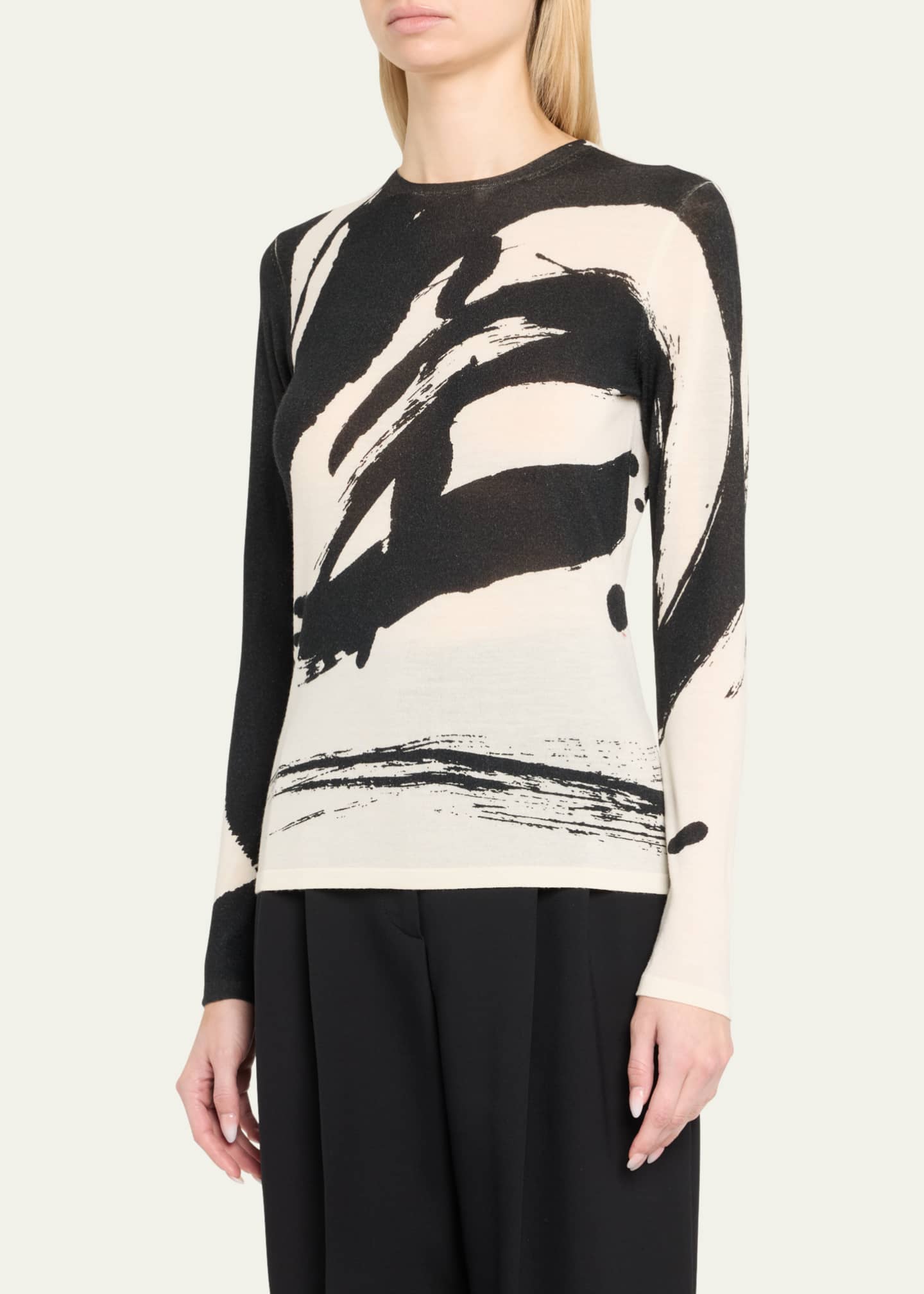 Jason Wu Collection Abstract Long Sleeve Merino Wool Sweater Image 4 of 5