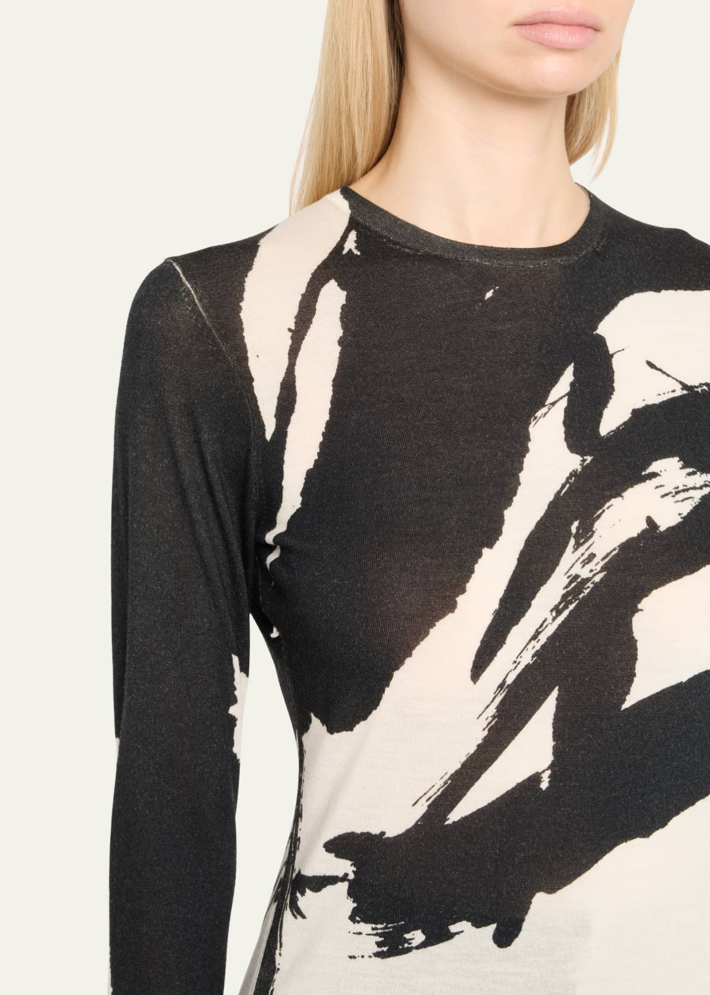 Jason Wu Collection Abstract Long Sleeve Merino Wool Sweater Image 5 of 5