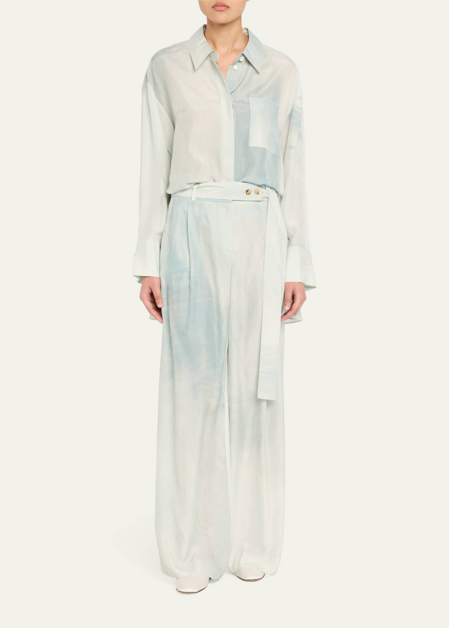 Jason Wu Collection High-Rise Pleat Front Silk Habotai Pants Image 2 of 5