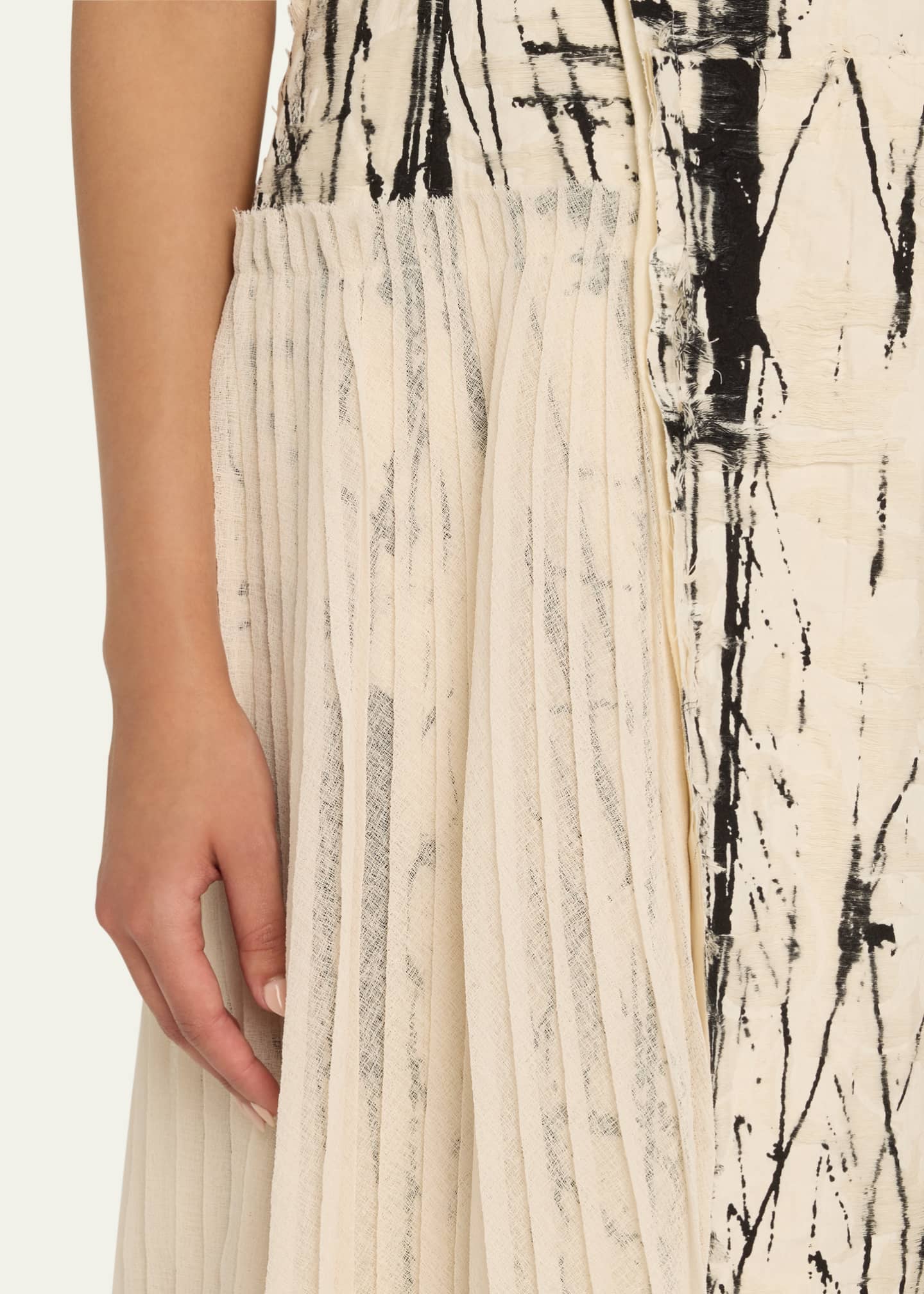 Jason Wu Collection Brushstroke Frayed Pleated Asymmetric Dress Image 5 of 5