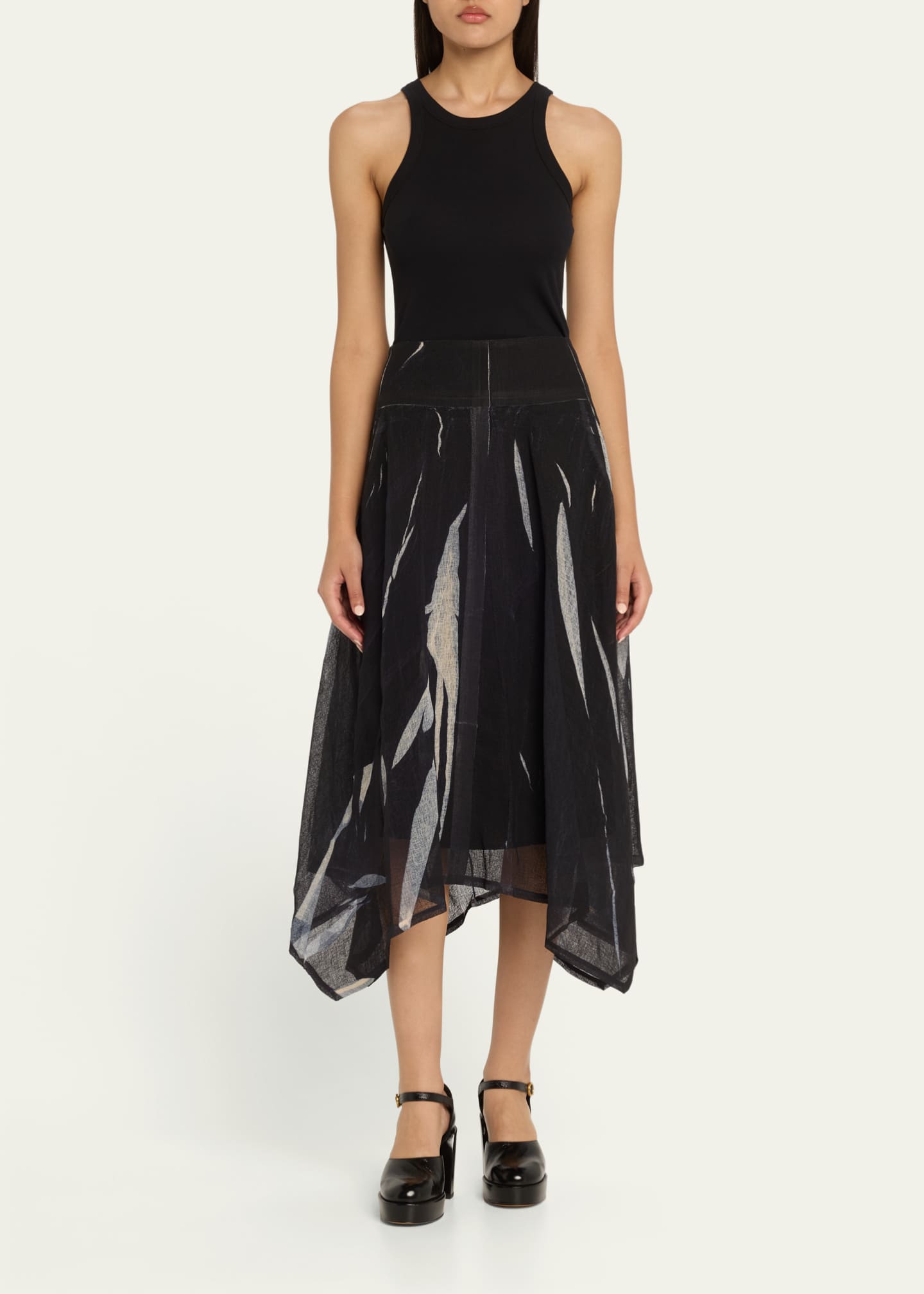 Jason Wu Collection Printed Gauze Handkerchief Midi Skirt Image 2 of 5