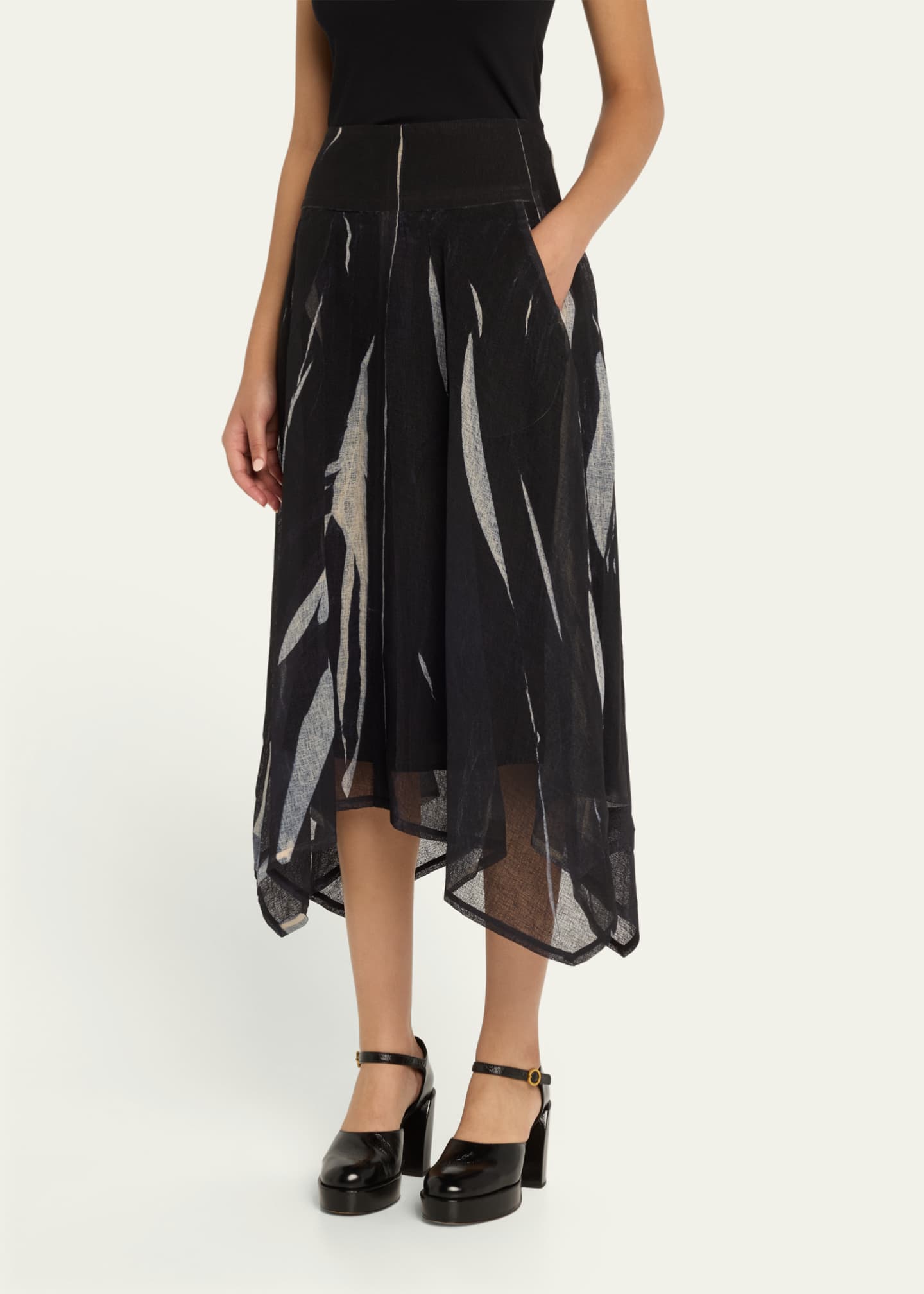 Jason Wu Collection Printed Gauze Handkerchief Midi Skirt Image 4 of 5