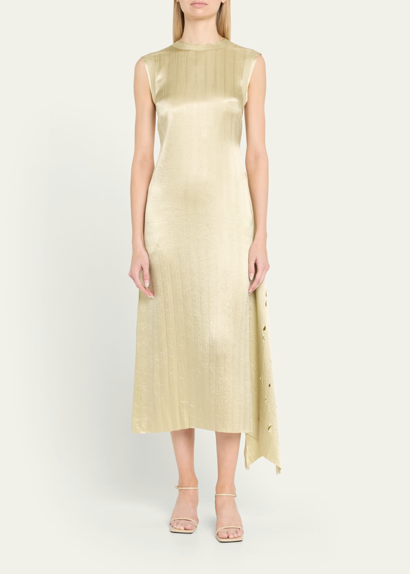 Jason Wu Collection Crinkled Satin Laser-Cut Draped Shift Dress Image 2 of 5