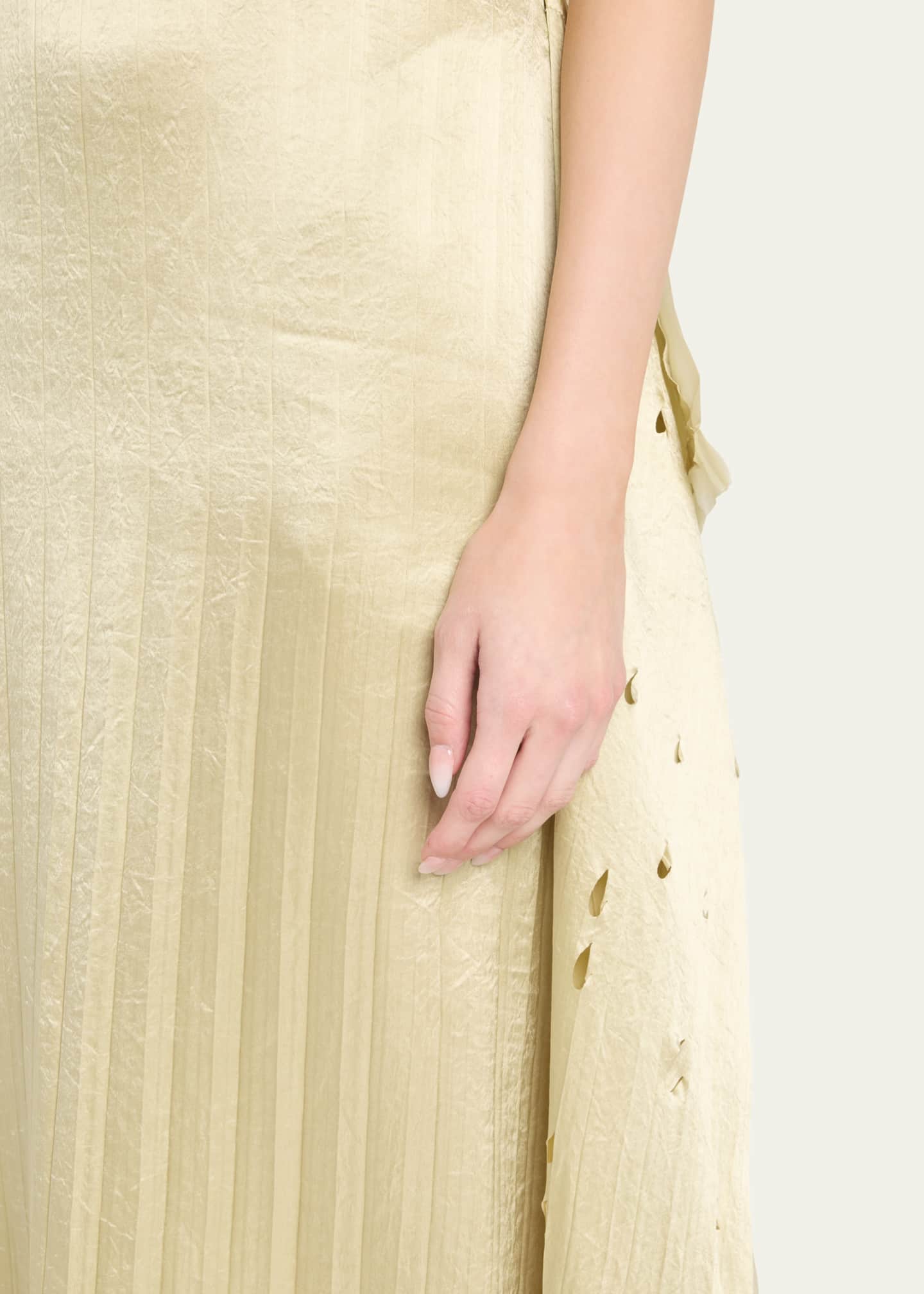 Jason Wu Collection Crinkled Satin Laser-Cut Draped Shift Dress Image 5 of 5