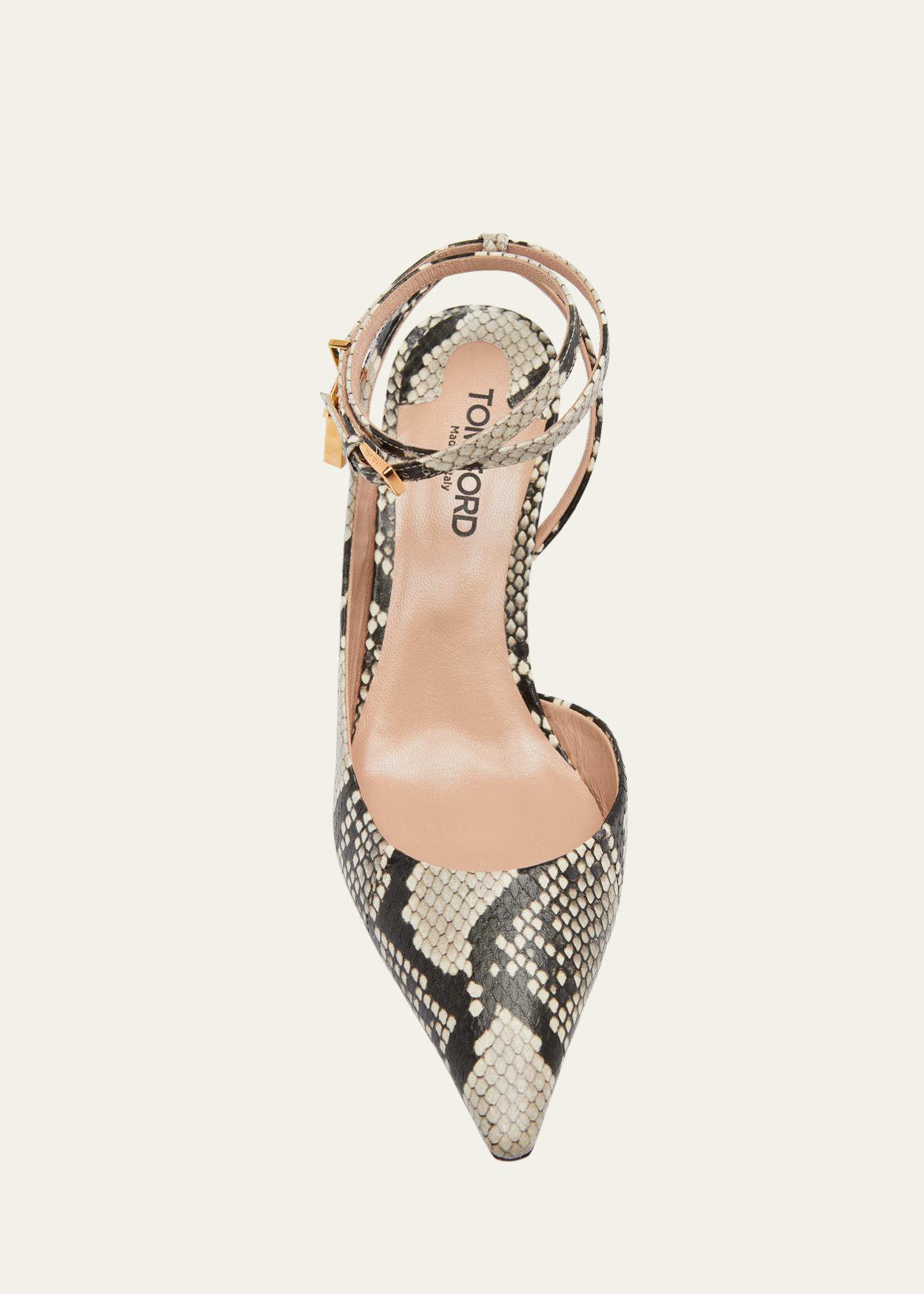 TOM FORD 55mm Angelina Python-Printed Leather Ankle-Wrap Pumps ...