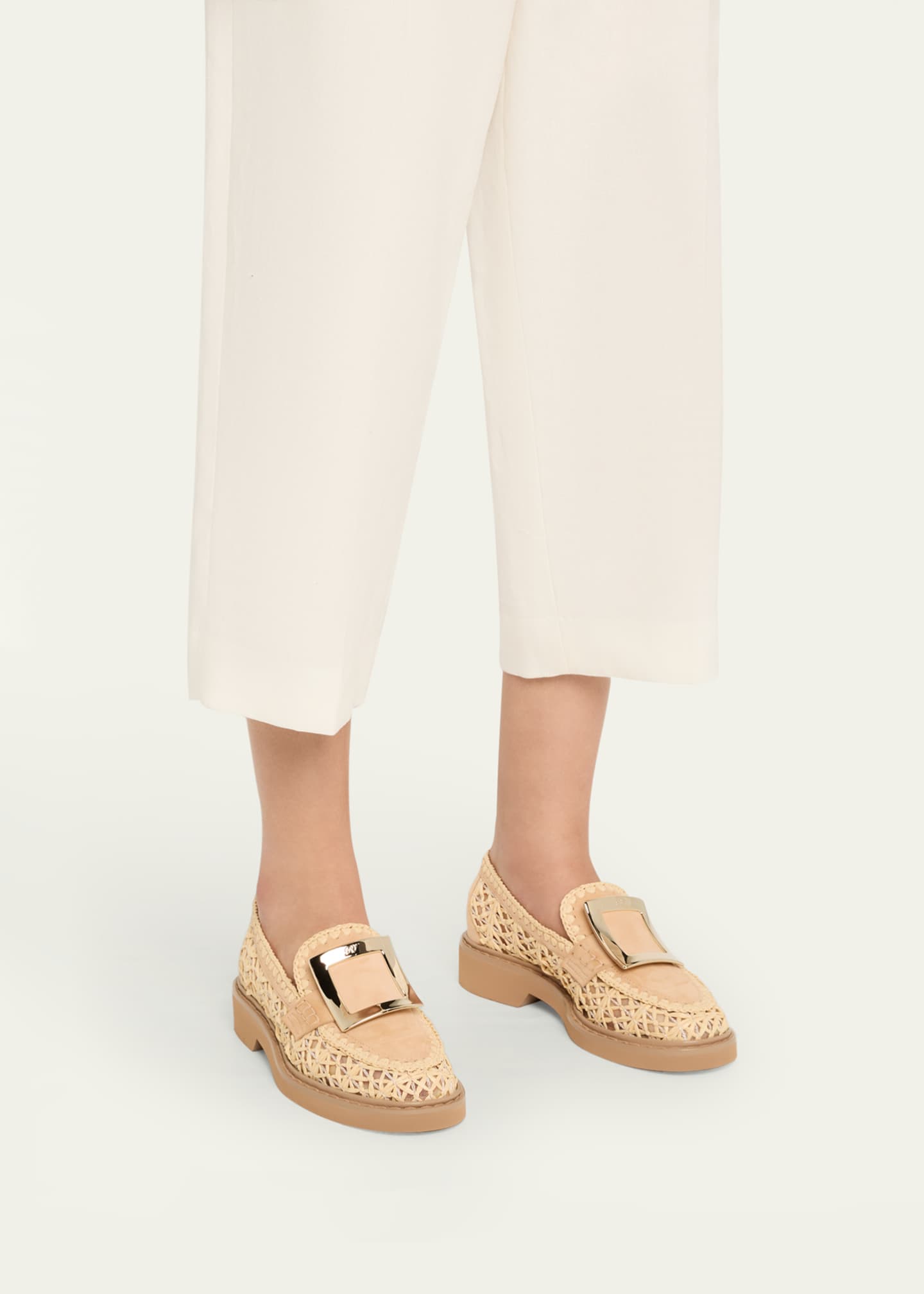 【関税&送料込】Roger Vivier Viv Rangers Raffia Braided Loaf Roger Vivier Viv Rangers Braided Raffia Loafers - Bergdorf