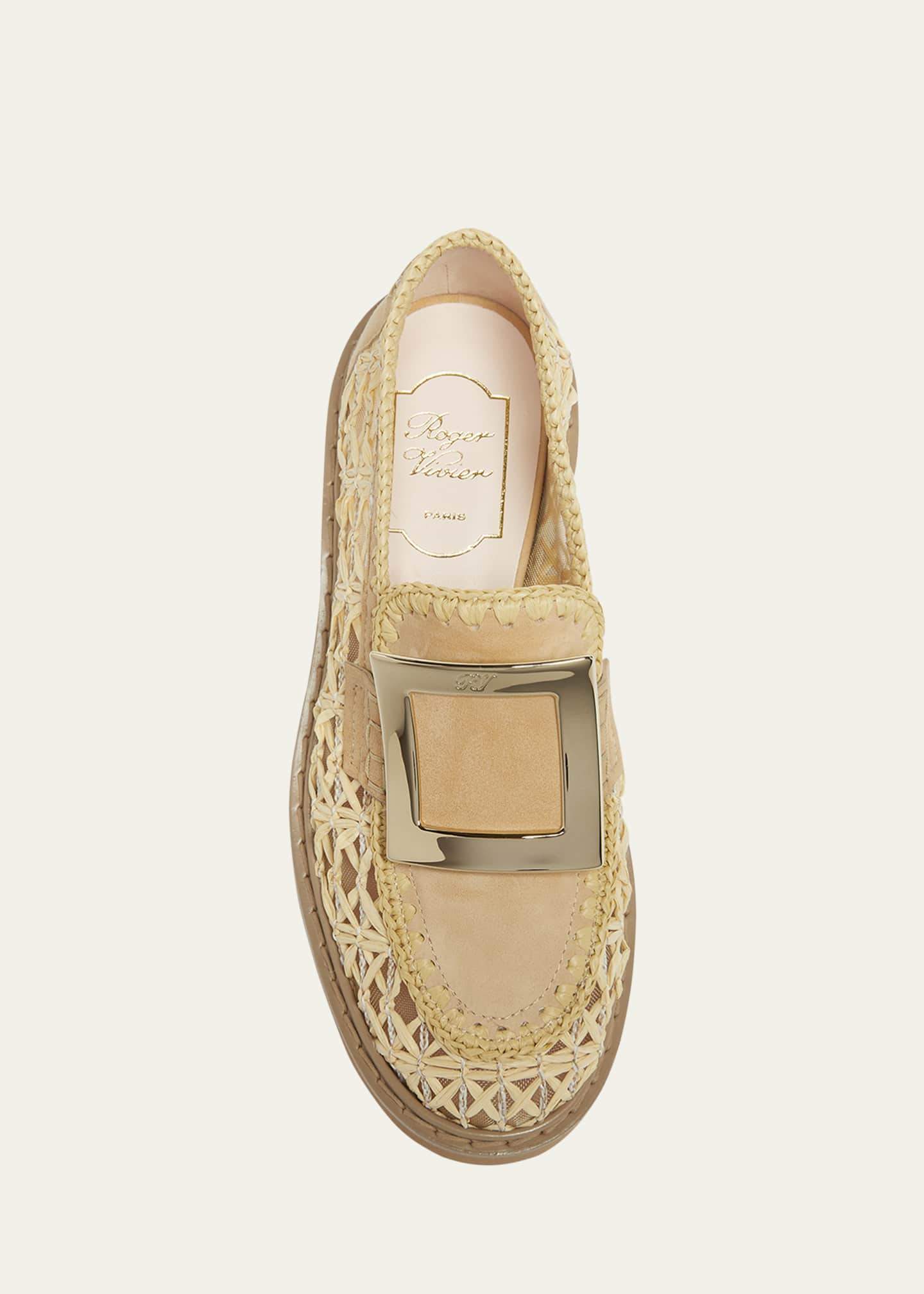 Roger Vivier Viv Rangers Braided Raffia Loafers Image 4 of 4