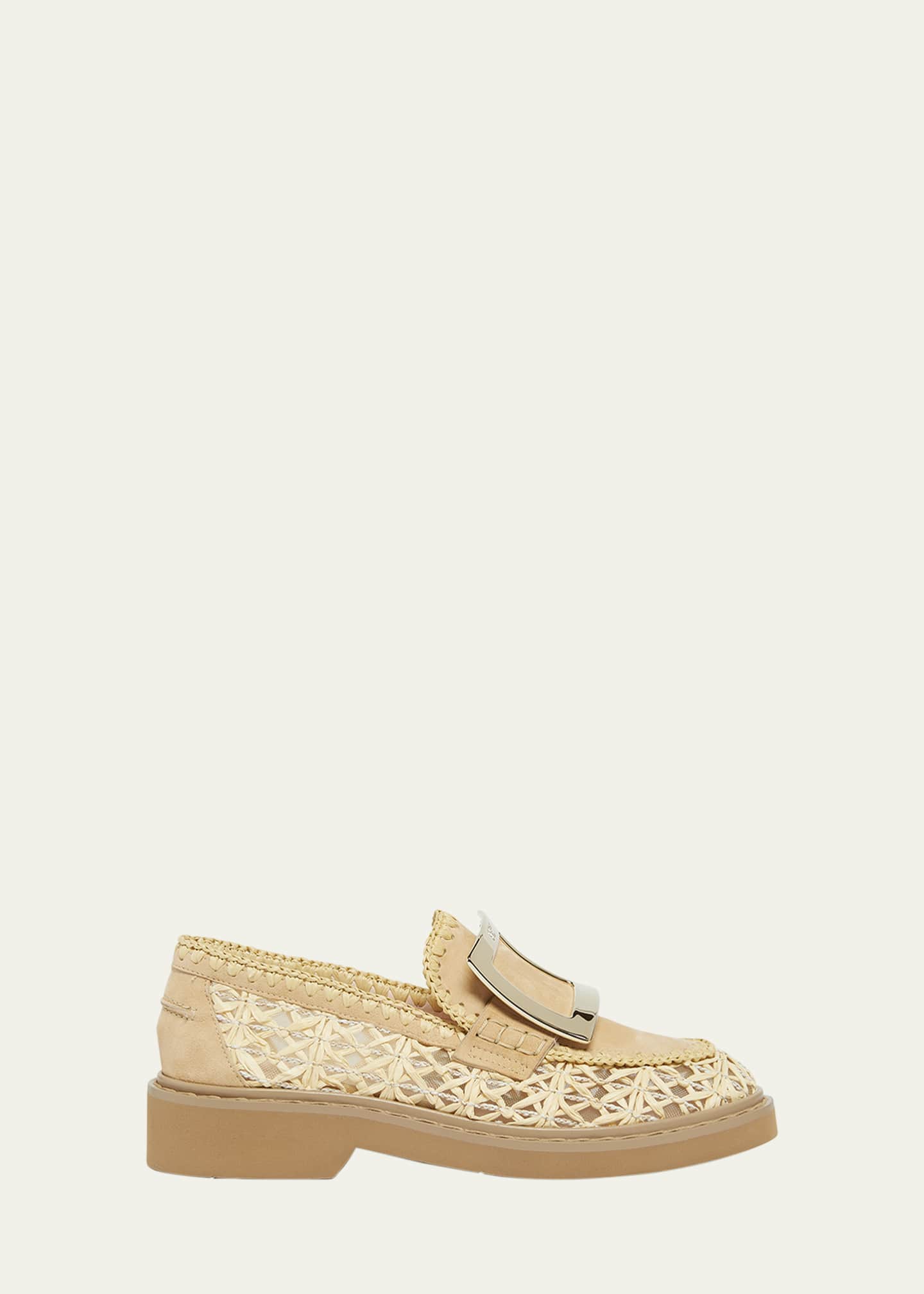 Roger Vivier Viv Rangers Braided Raffia Loafers Image 1 of 4