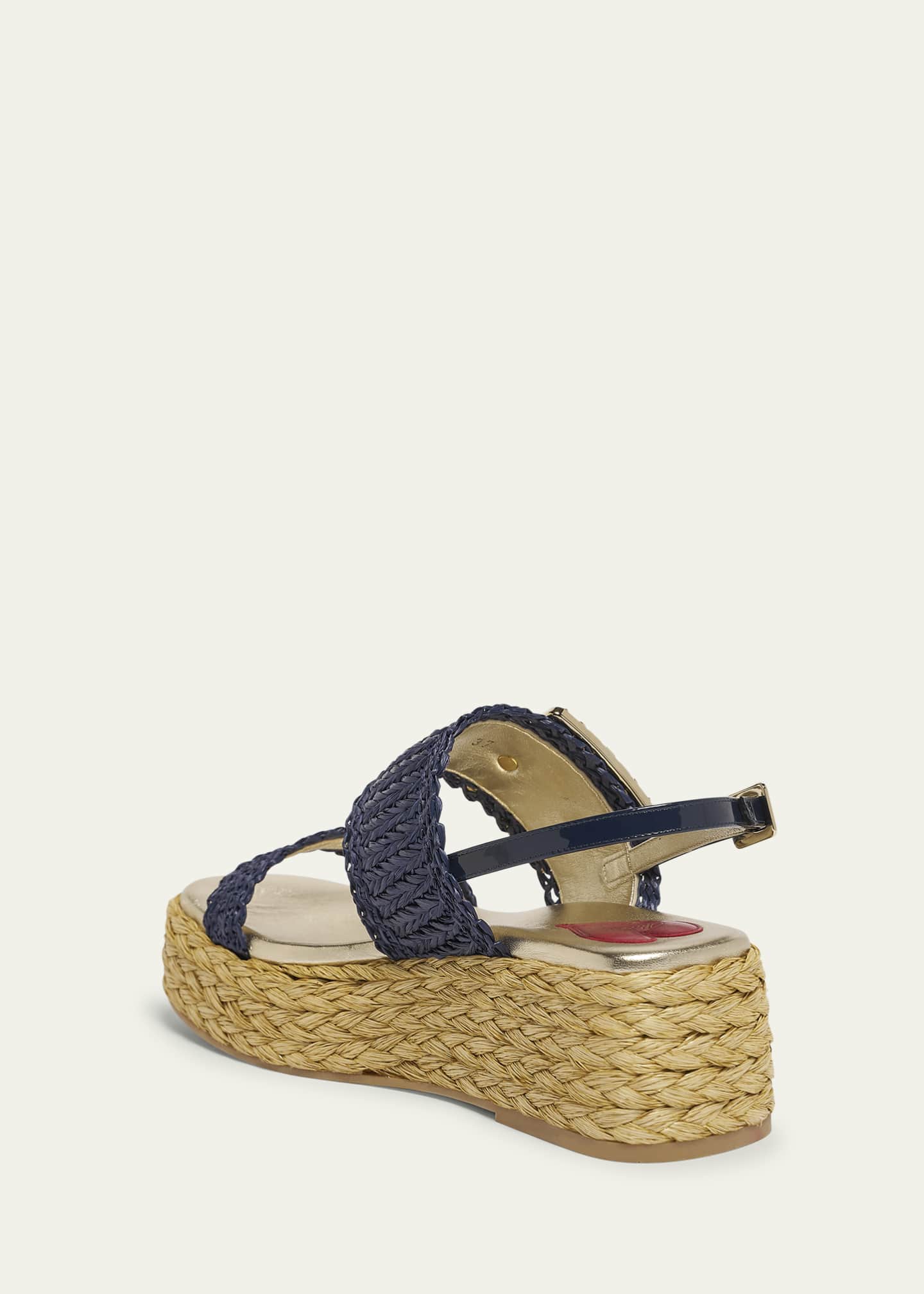 Roger Vivier Summer Strass-Buckle Raffia Platform Sandals Image 2 of 4