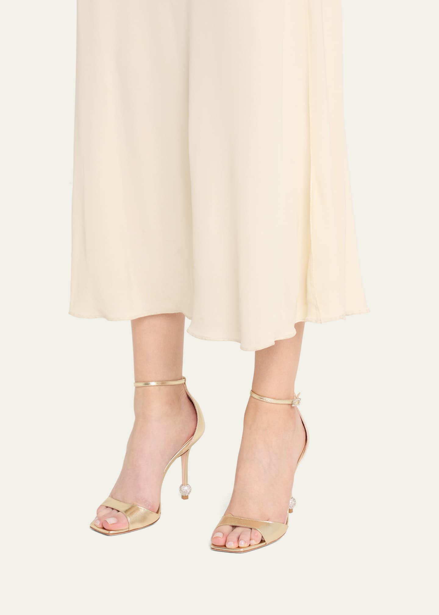 Roger Vivier Marlene Leather Crystal-Heel Sandals Image 2 of 6