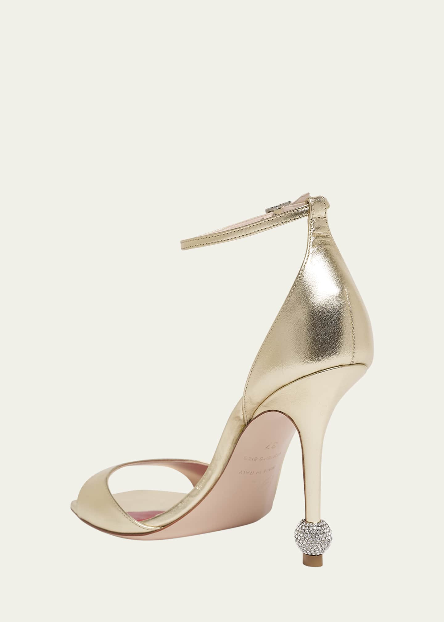 Roger Vivier Marlene Leather Crystal-Heel Sandals Image 4 of 6