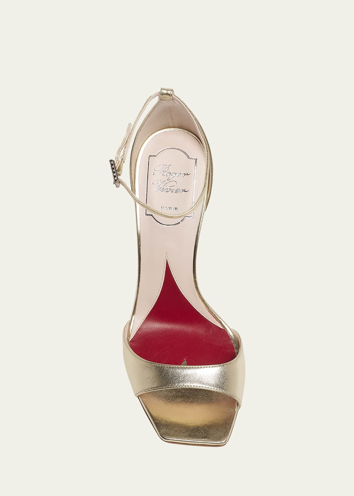 Roger Vivier Marlene Leather Crystal-Heel Sandals Image 6 of 6