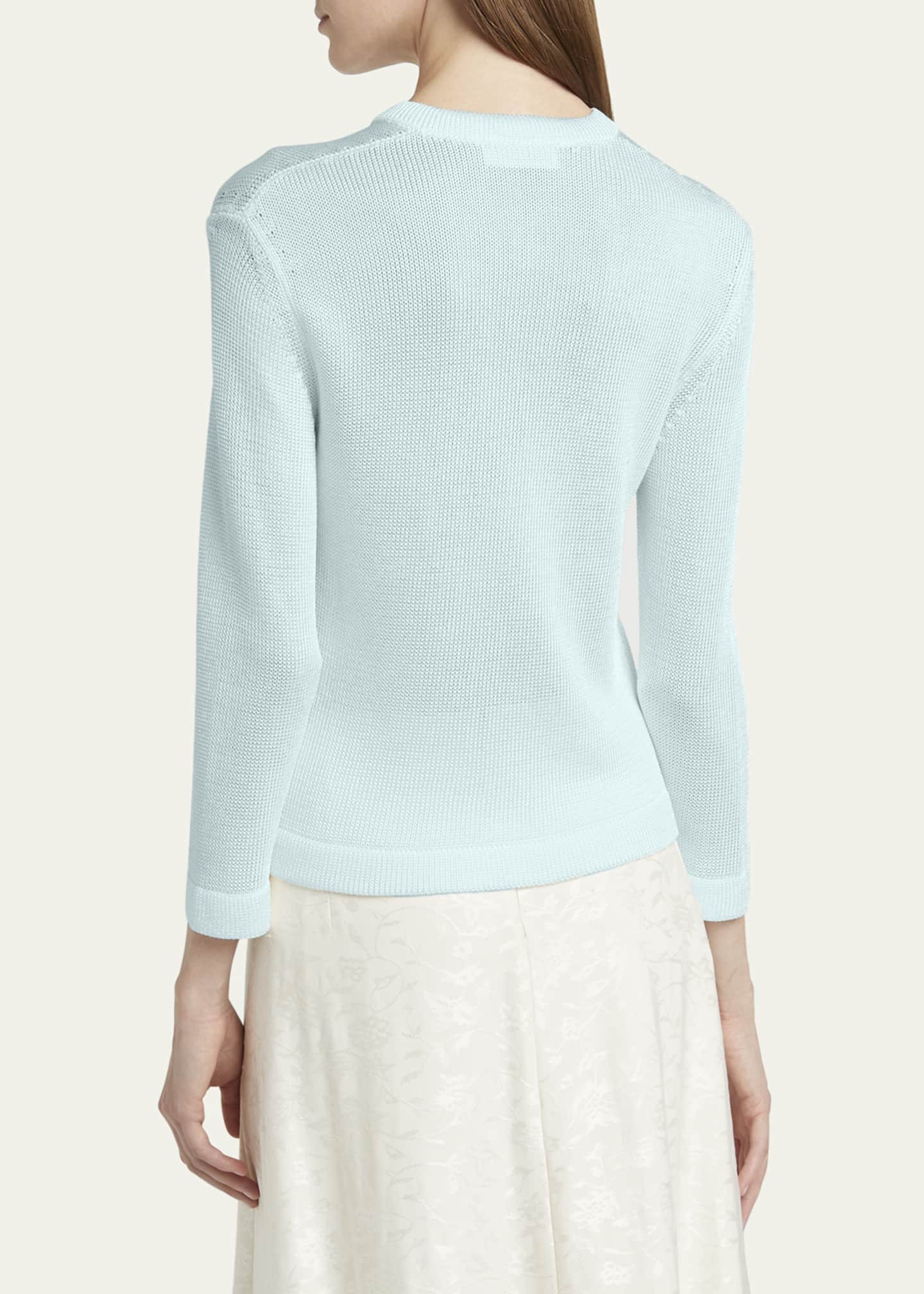 Jil Sander Crochet Flower Three-Quarter Sleeve Cardigan Image 3 of 5