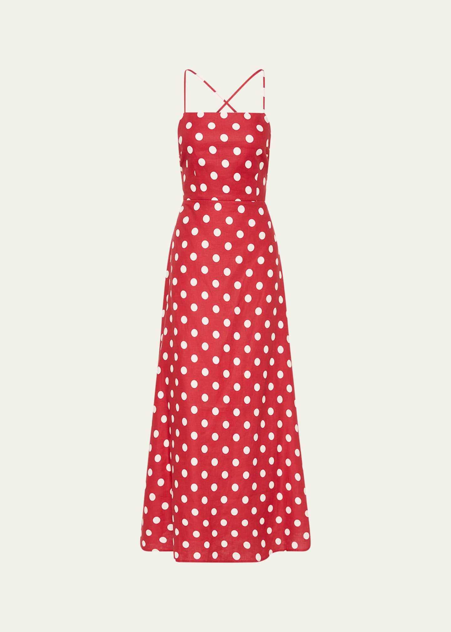 Posse Lori Polka-Dot Linen Maxi Dress Image 1 of 4