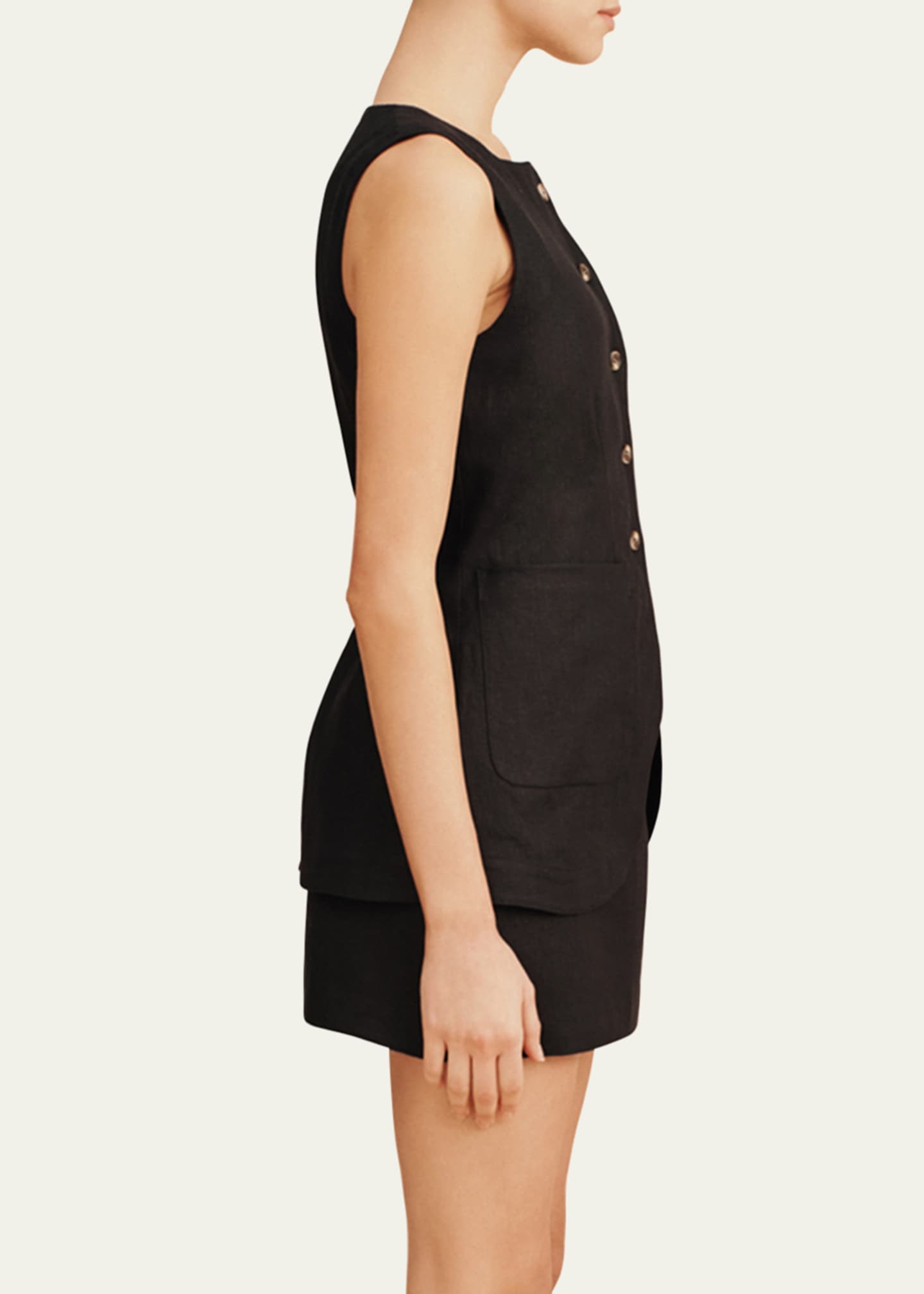 Posse Emma Linen Vest, Black, Women's, X-Small, Coats Jackets & Outerwear Vests