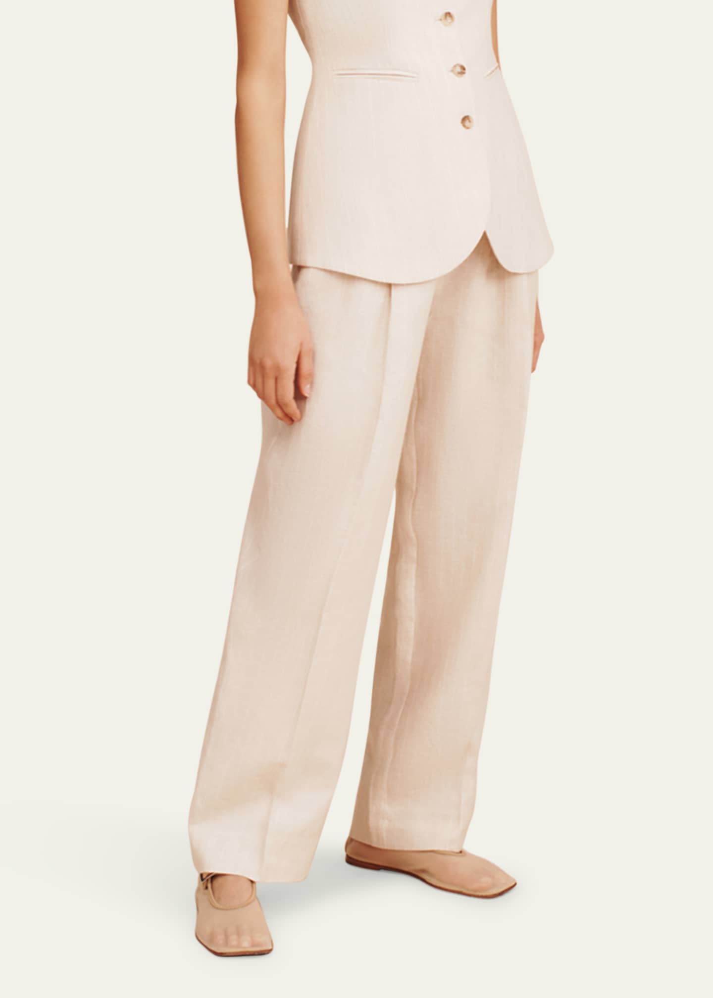 Posse Lucille Pinstripe Linen Trousers Image 4 of 4