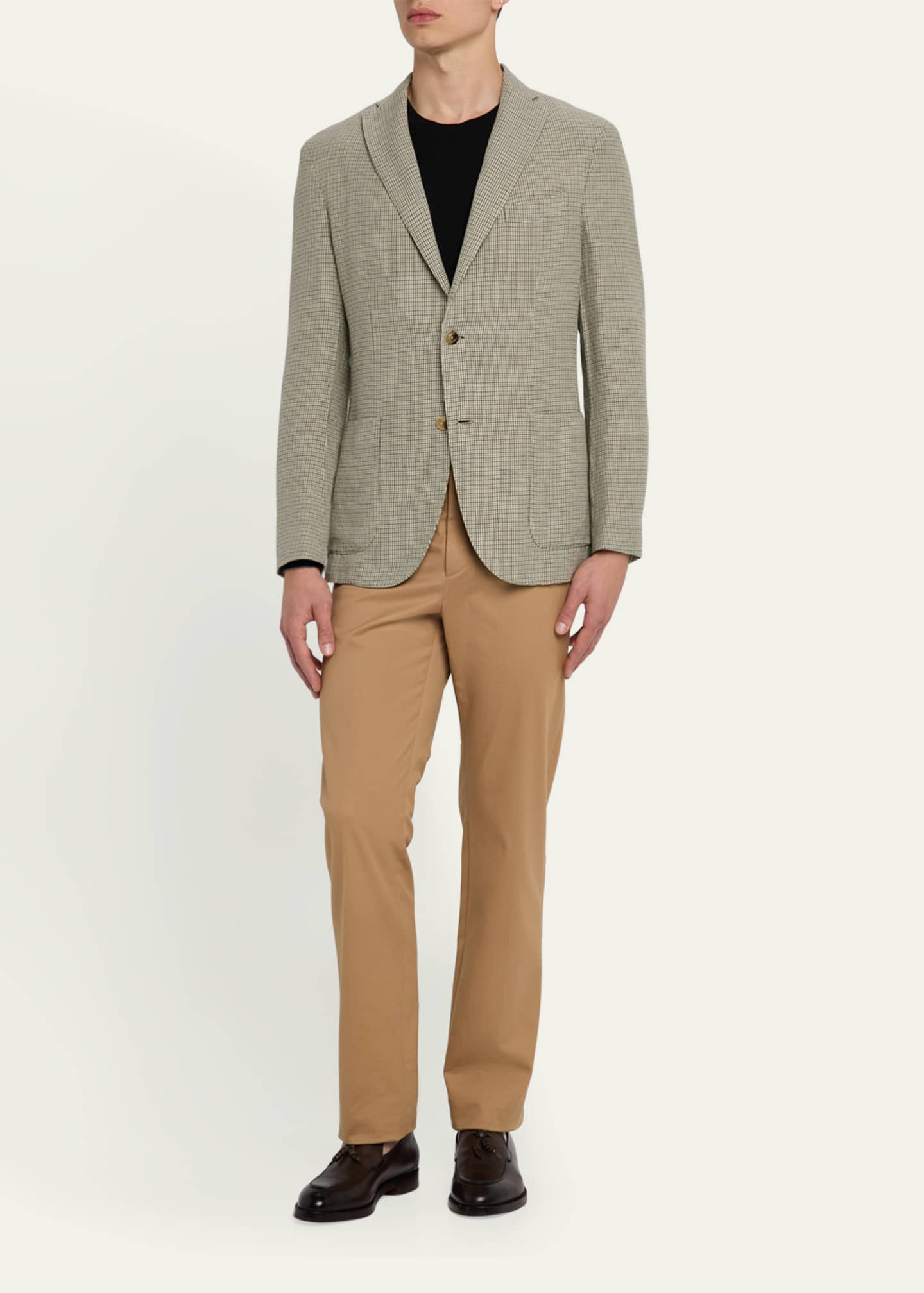 Boglioli Men's Houndstooth Linen-Cotton Jacket Image 2 of 8